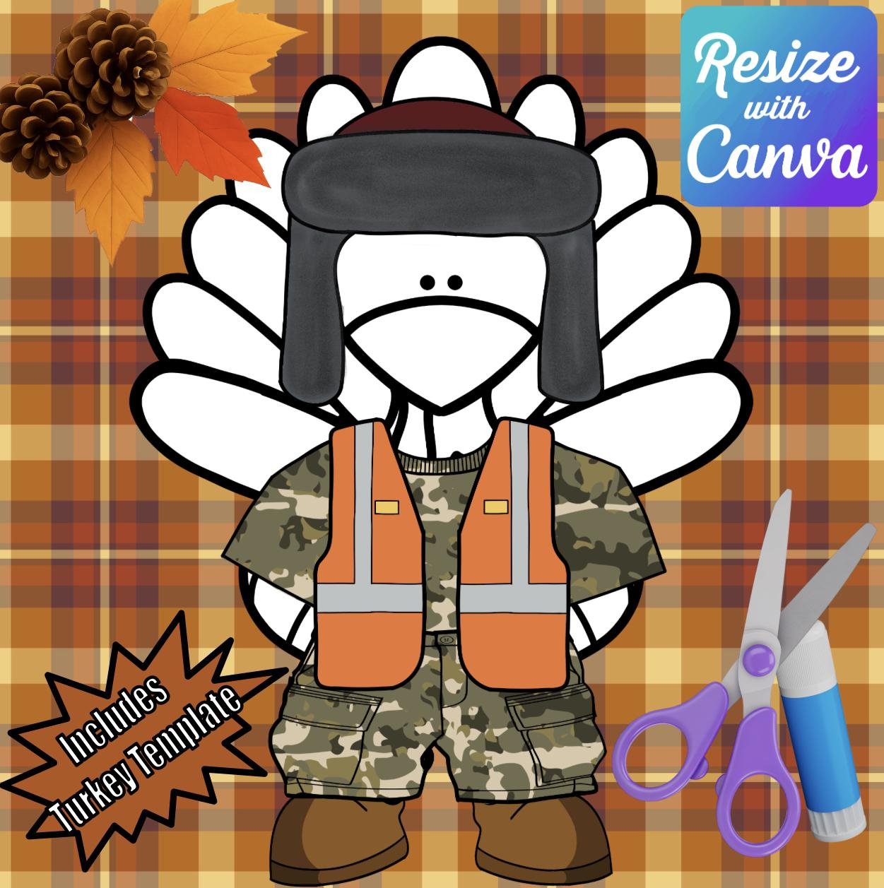 Disguise A Turkey- Hunter Disguise-Resizable! - Etsy Ireland throughout Turkey Disguise Project Hunter