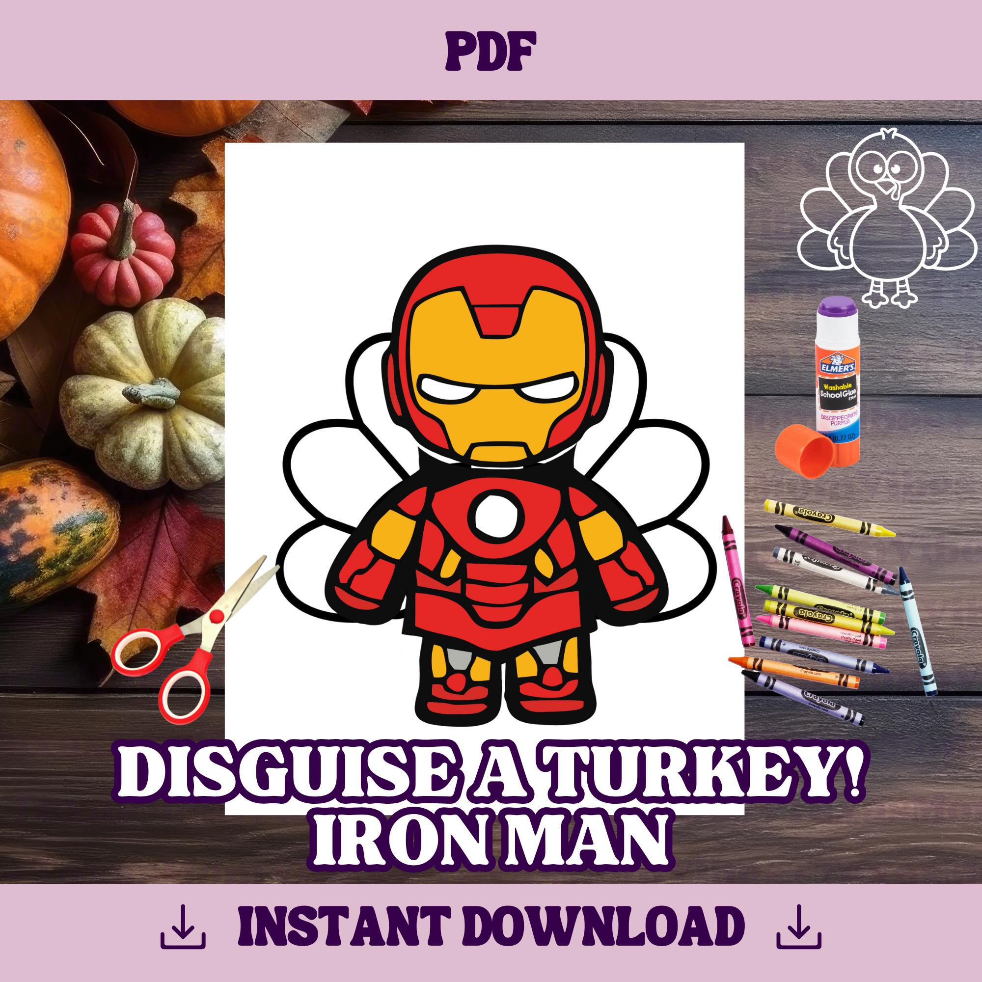 Disguise A Turkey-Iron Man Template | Thanksgiving Craft Printable inside Iron Man Turkey in Disguise