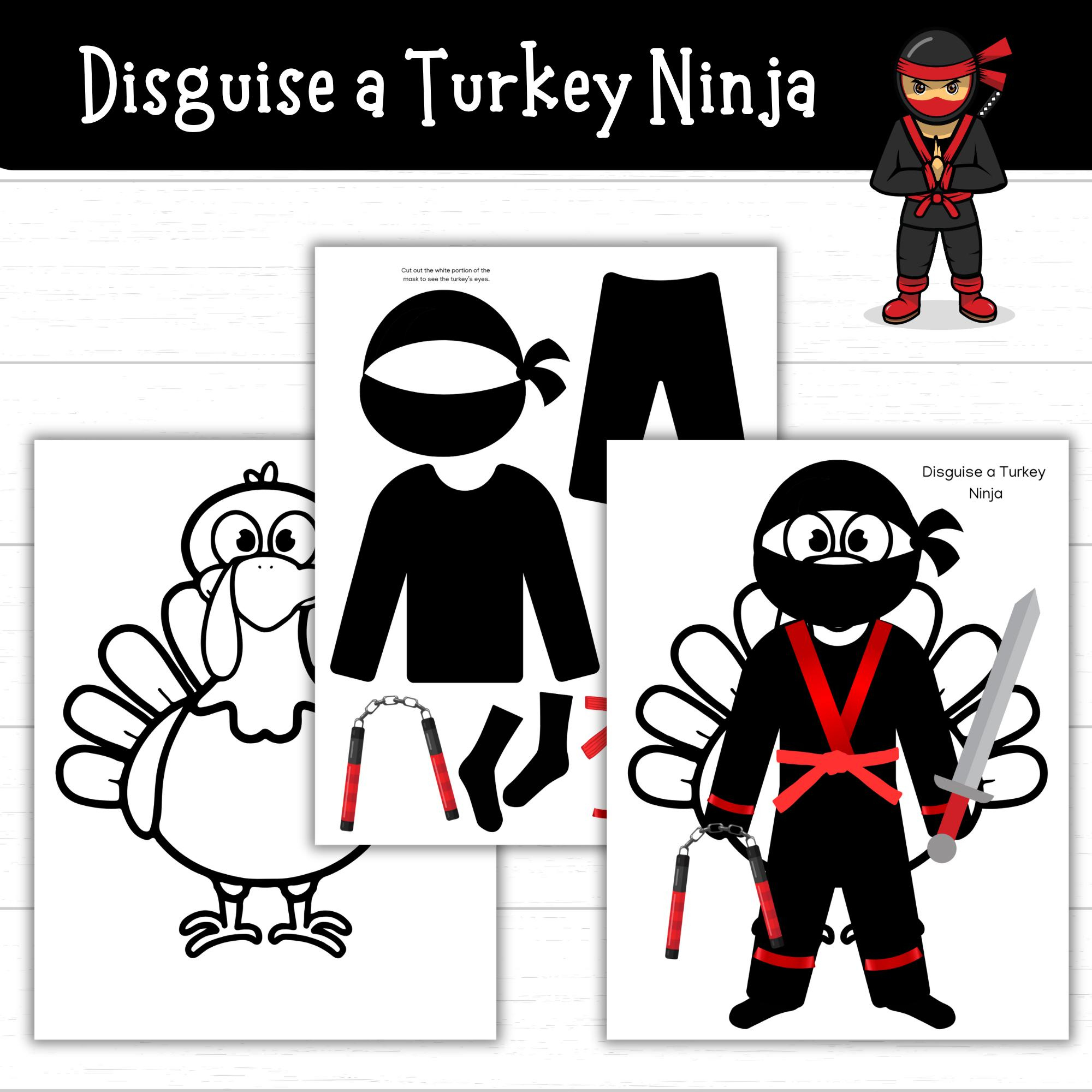 Disguise A Turkey Ninja Printable, Ninja Turkey Craft For Kids inside Turkey Disguise Project Ninja