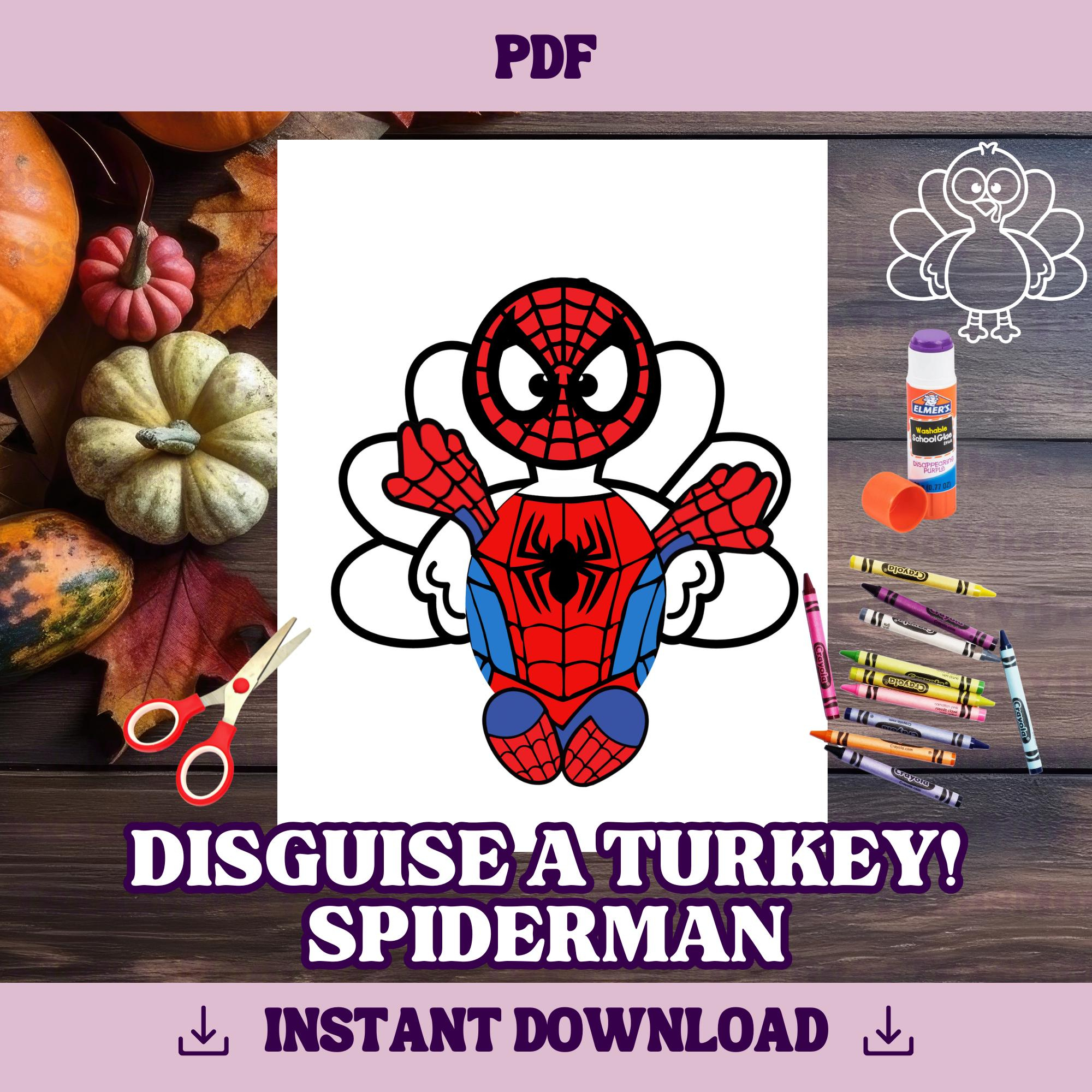 Disguise A Turkey-Spiderman Template | Thanksgiving Craft regarding Disguise A Turkey Spiderman Printable