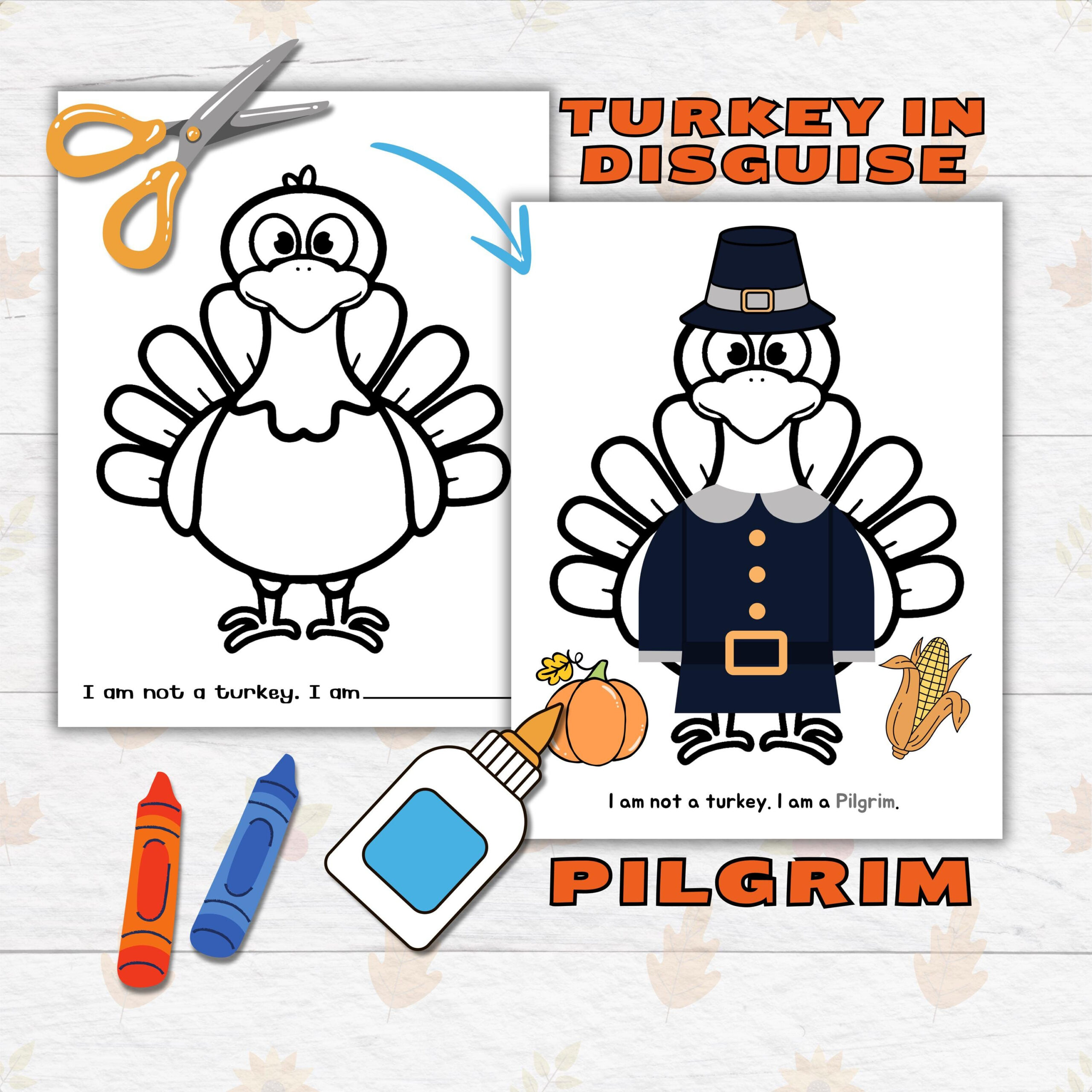 Disguise A Turkey Thanksgiving Printable Craft For Kids And in Turkey in Disguise Pilgrim