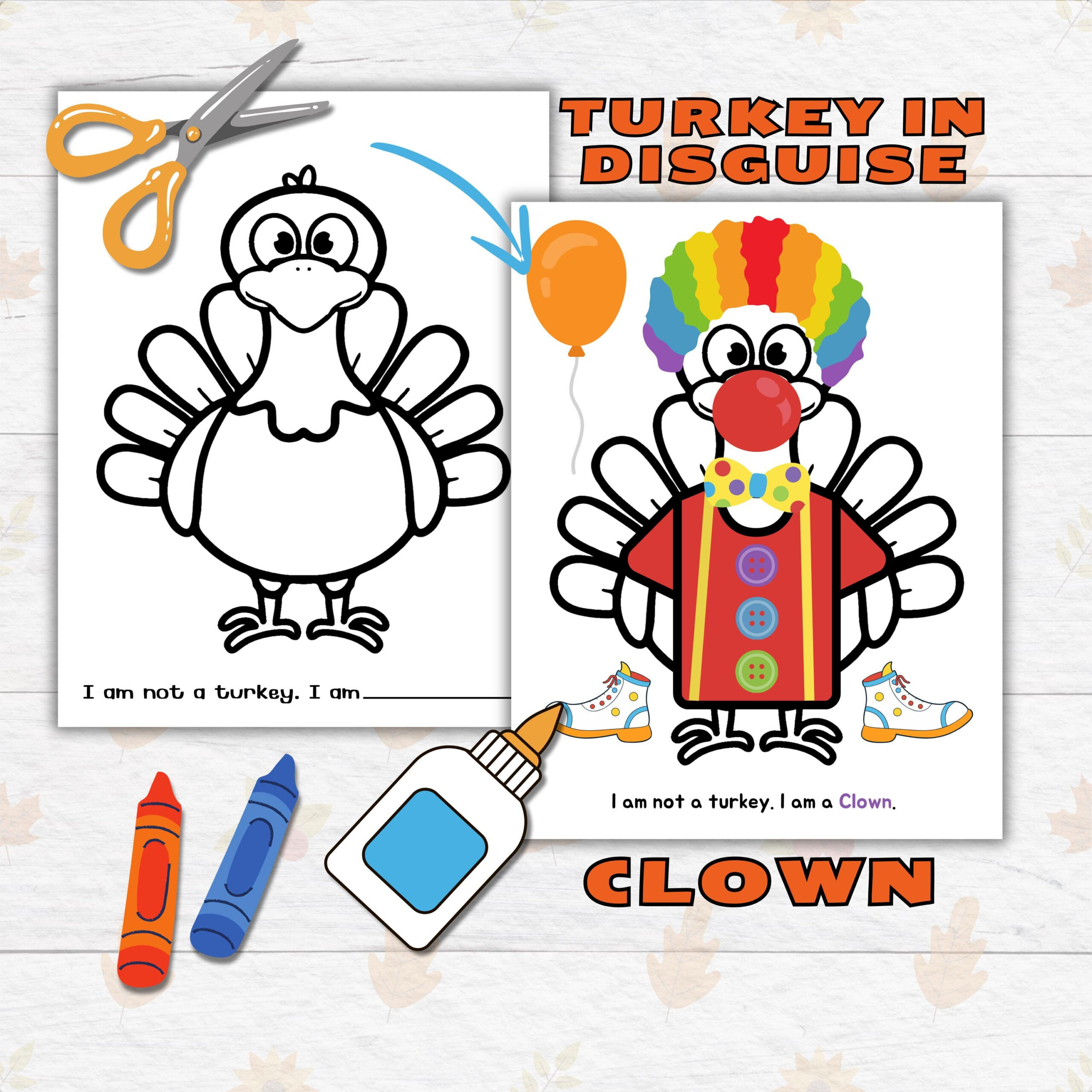 Disguise A Turkey Thanksgiving Printable Craft For Kids And regarding Turkey In Disguise Clown