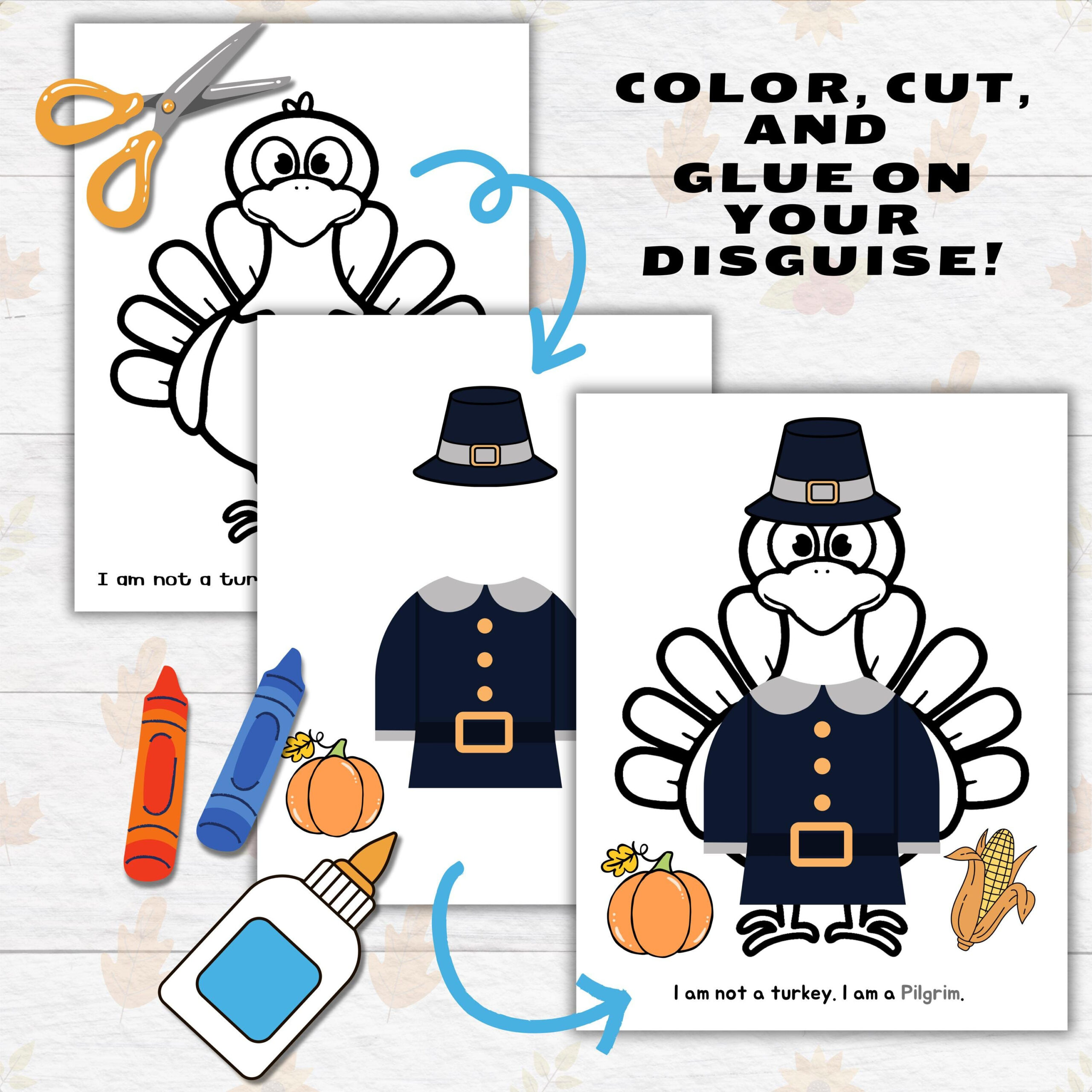 Disguise A Turkey Thanksgiving Printable Craft For Kids And Toddlers, Pilgrim Turkey In Disguise, Turkey Paper Doll Printable Craft Kits within Turkey in Disguise Pilgrim
