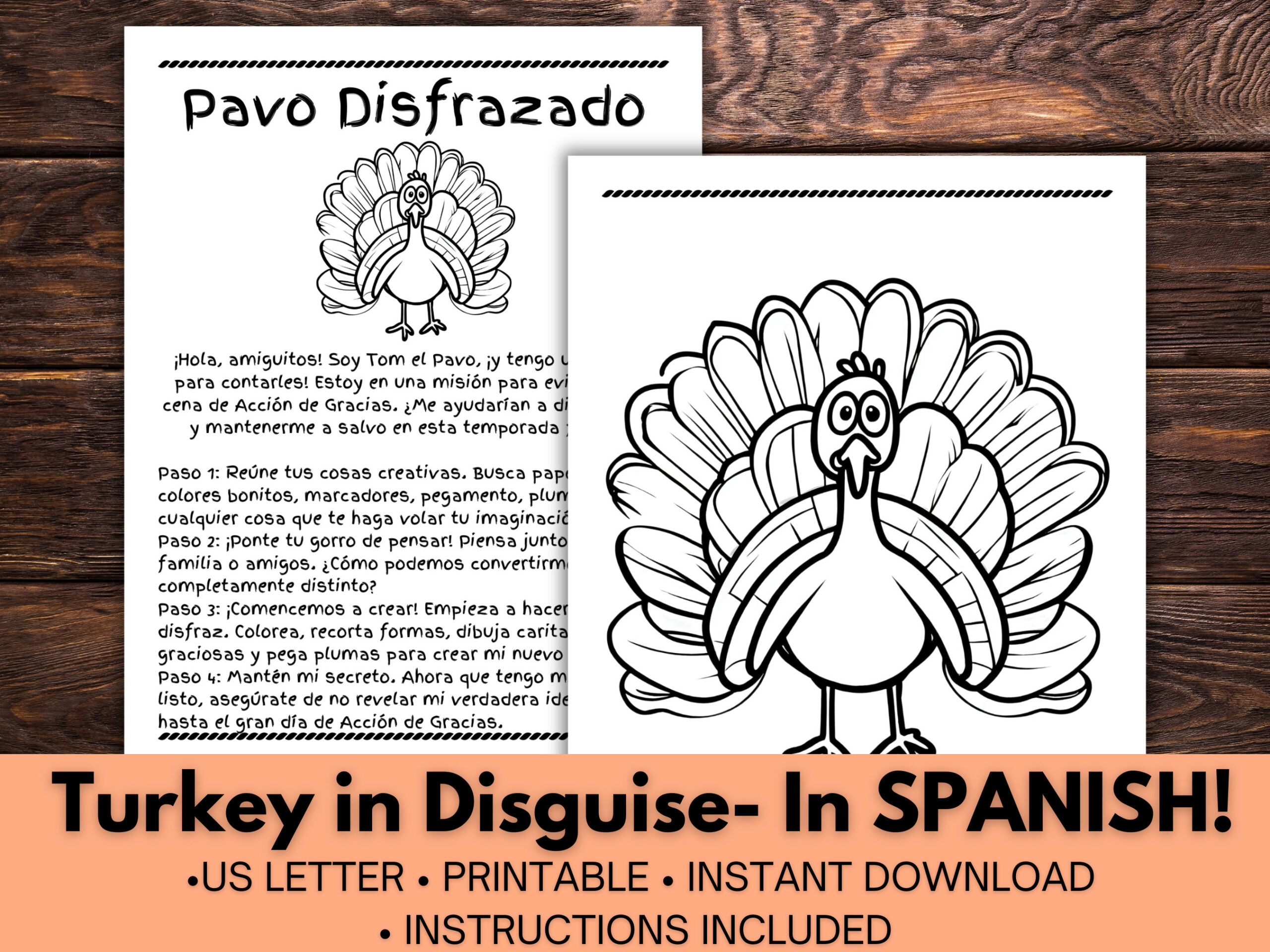 Disguise A Turkey, Turkey In Disguise In Spanish, Spanish Thanksgiving  Activity, Tom The Turkey, Turkey Craft throughout Disguise A Turkey In Spanish