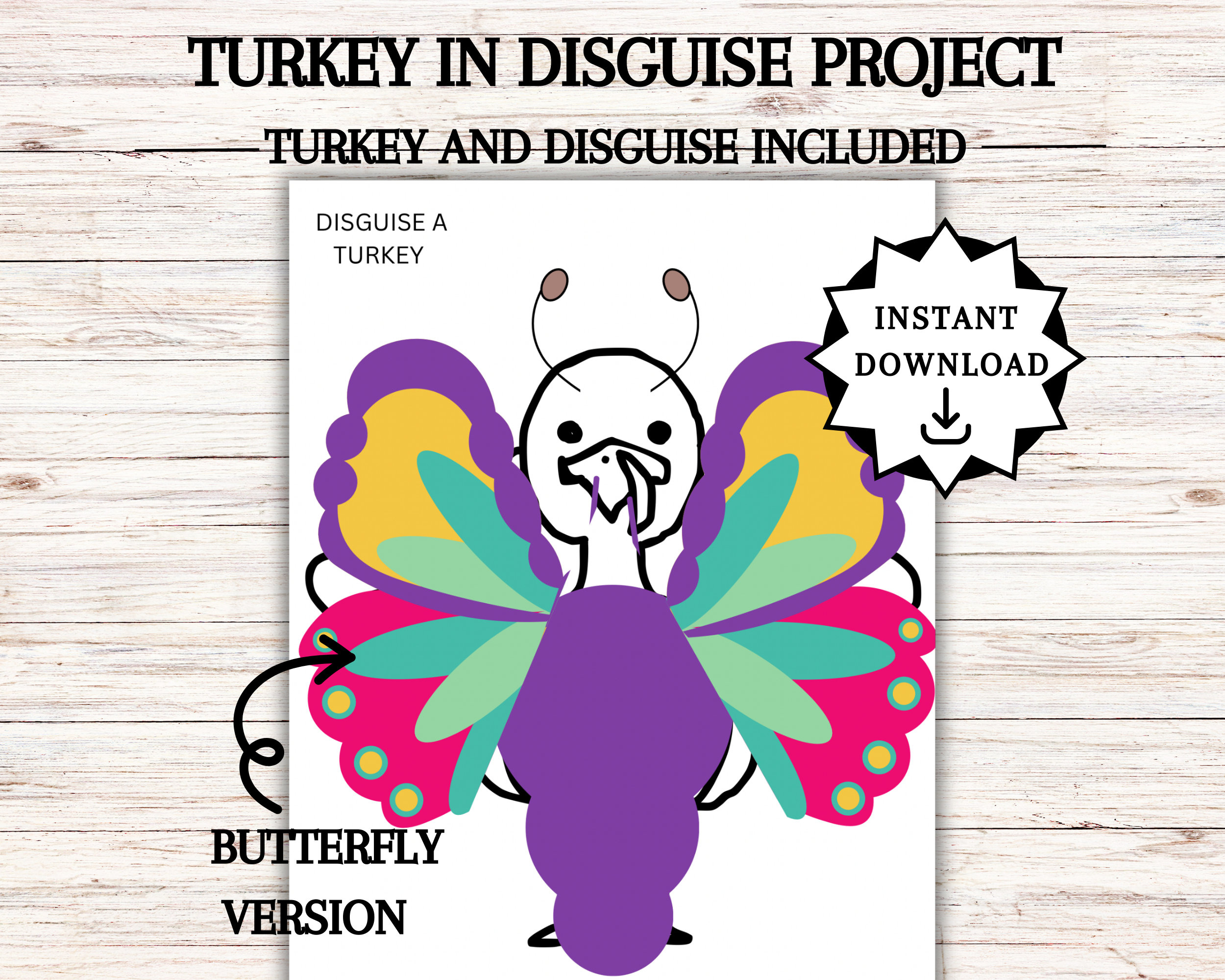 Disguise A Turkey, Turkey In Disguise Printable, Thanksgiving for Turkey Disguise Project Butterfly