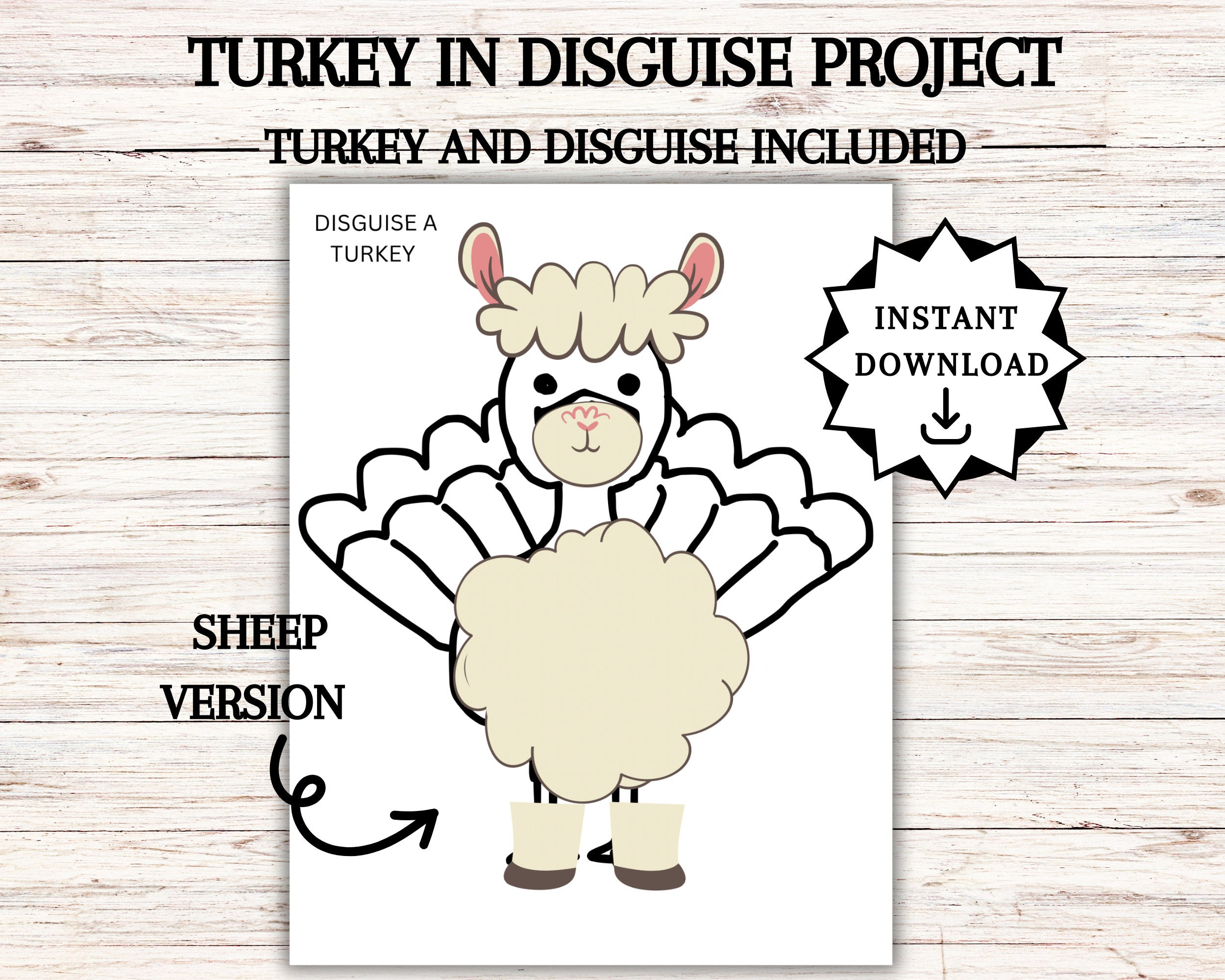 Disguise A Turkey, Turkey In Disguise Printable, Thanksgiving in Turkey In Disguise Sheep