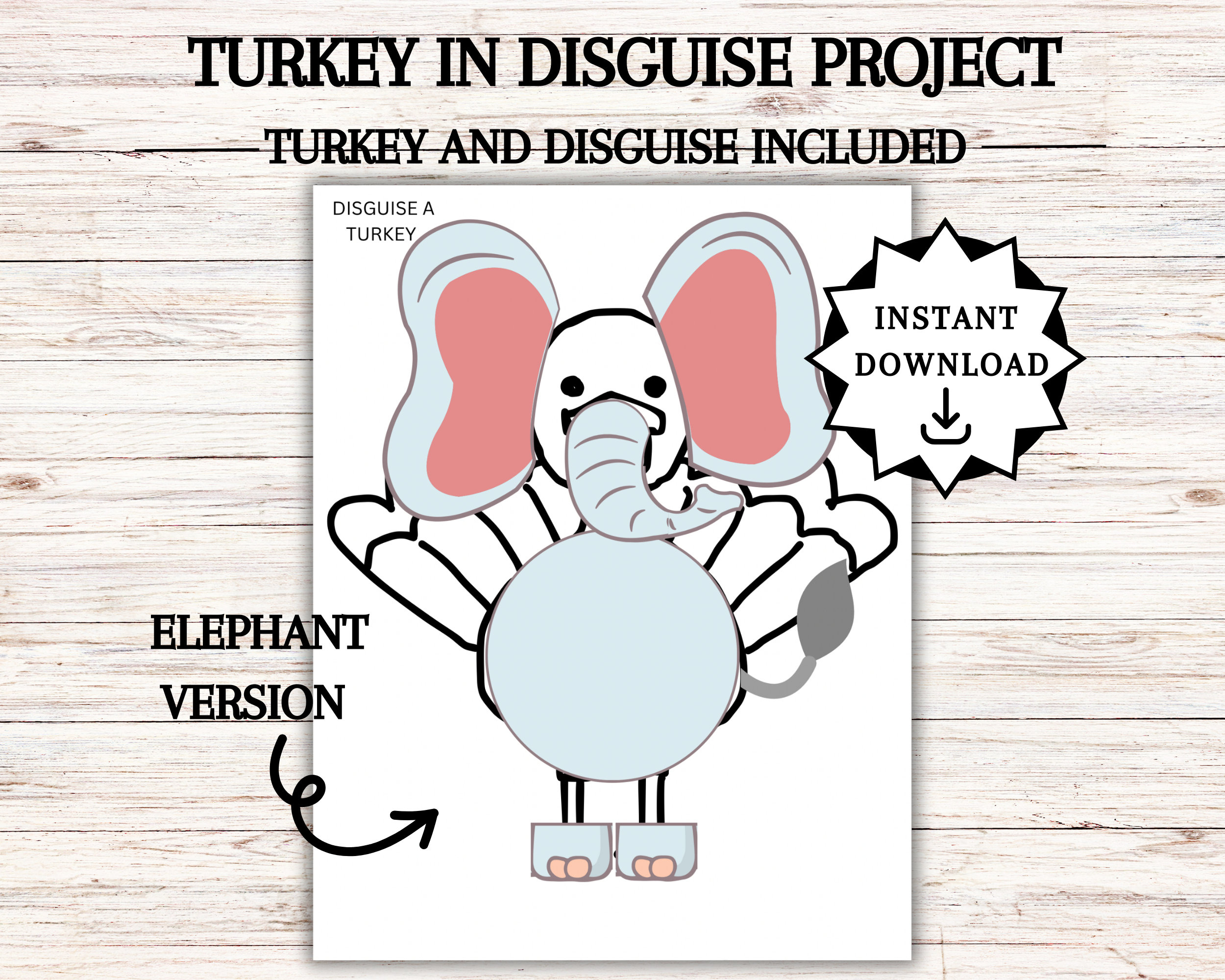 Disguise A Turkey, Turkey In Disguise Printable, Thanksgiving throughout Turkey In Disguise Elephant