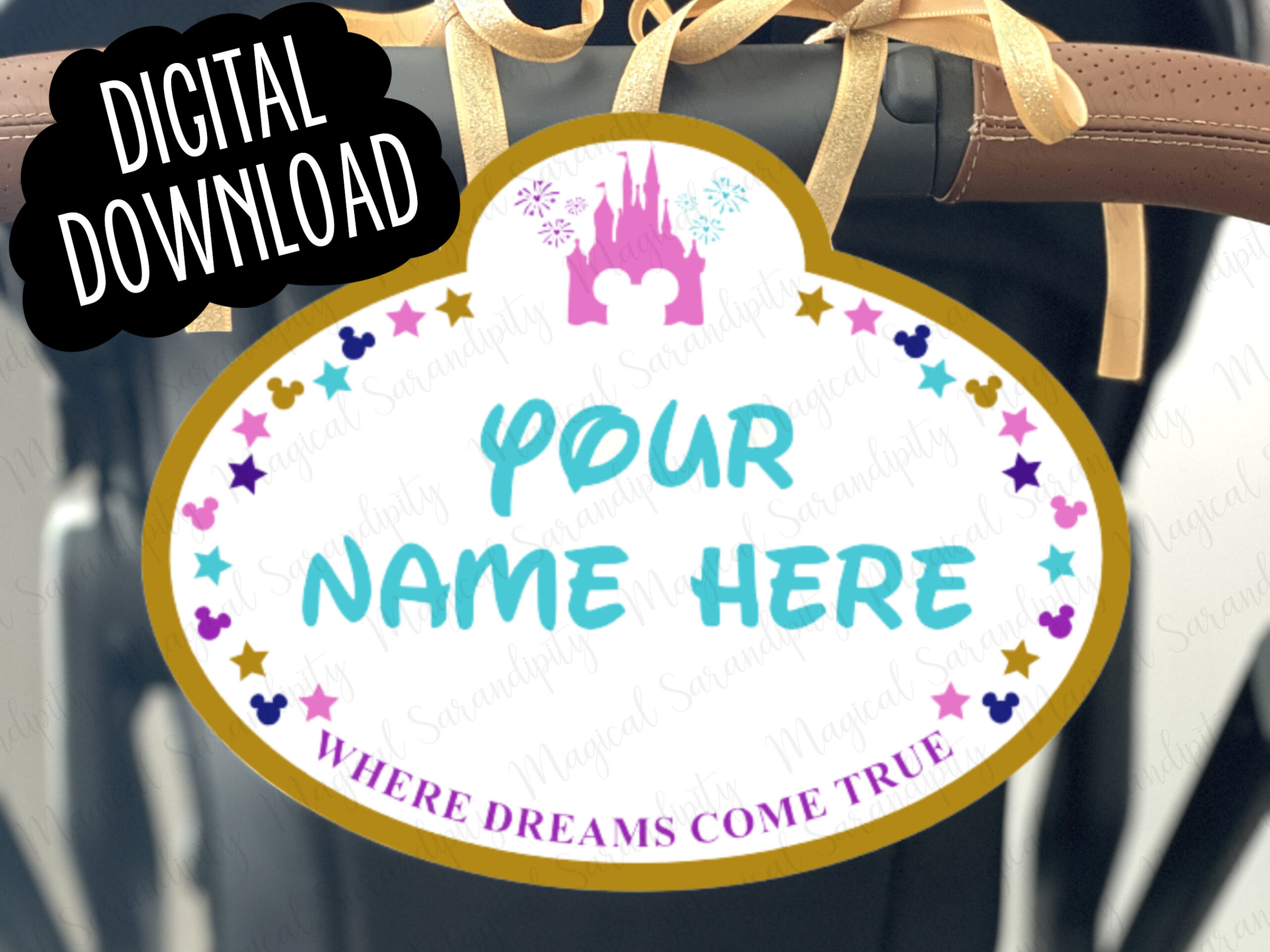 Disney Stroller Tag, {Digital Download}, Disney Stroller Sign with regard to Free Printable Disney Stroller Tag Template