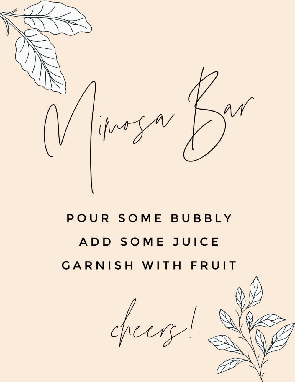 Diy Mimosa Bar Cart With Free Printable Mimosa Bar Sign | with Mimosa Bar Free Printable