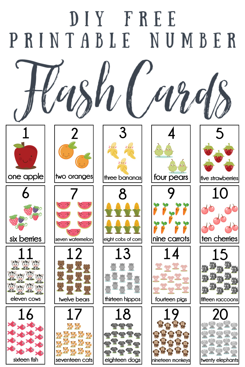 Diy Number Flash Cards Free Printable - Extreme Couponing Mom pertaining to Free Printable Number Cards 1 20