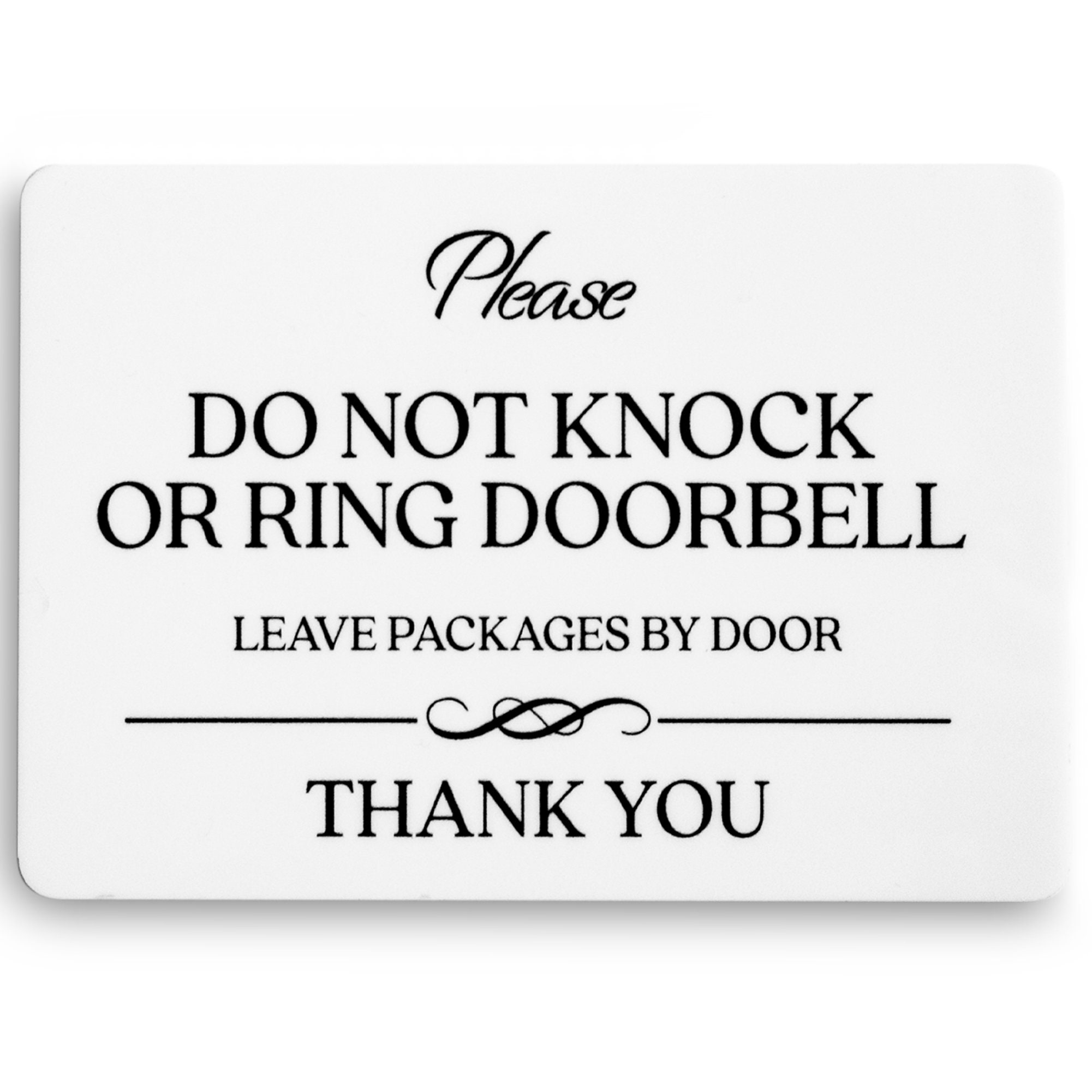 Do Not Knock Or Ring Doorbell Sign (White Acrylic 5 X 3.5 In) - Do regarding Please Don T Ring Doorbell Sign Printable