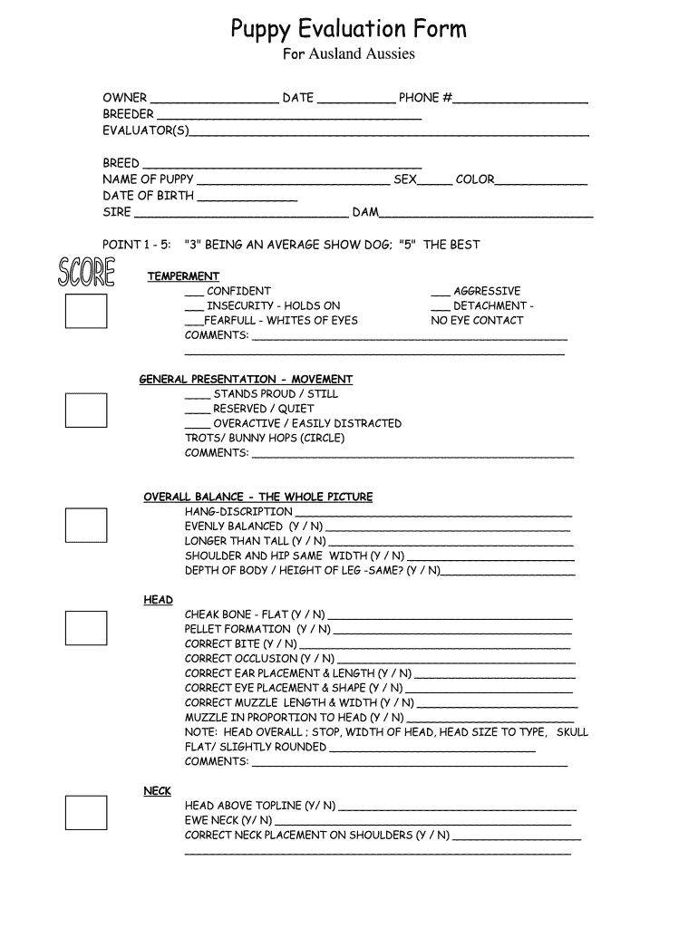 Dog Evaluation Form: Fill Out &amp;amp; Sign Online | Dochub with regard to Printable Dog Behavior Assessment Form