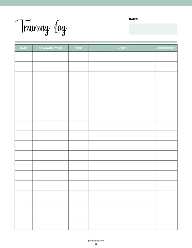 Dog Training Logs - 16 Free Printable Puppy Training Planner throughout Free Printable Dog Training Worksheets