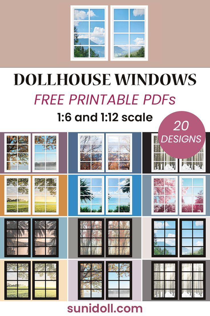 Dollhouse Windows Printable - 20 Free Designs - Suni Doll in Printable Windows For Dollhouse