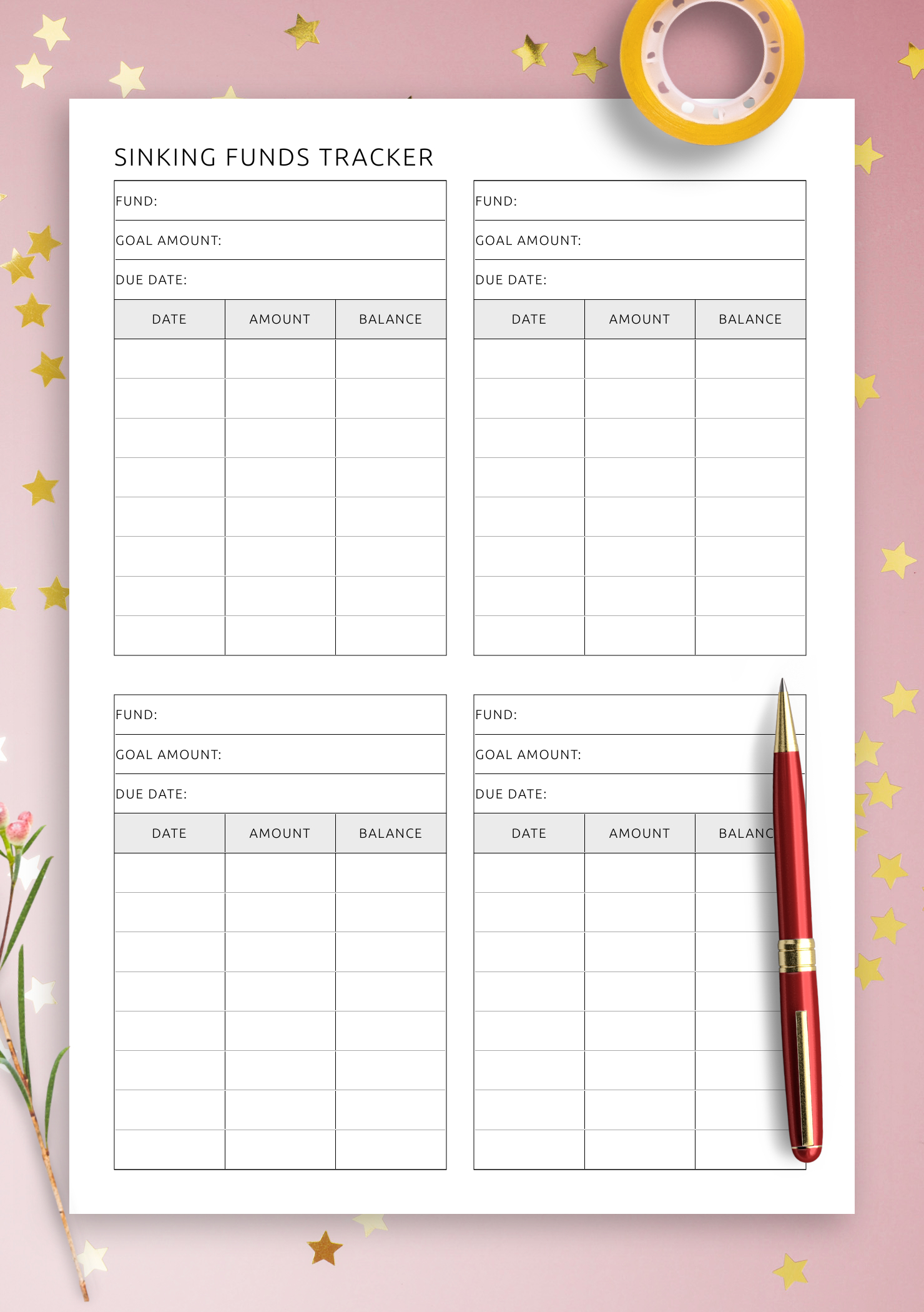 Download Printable Blank Sinking Funds Tracker Template Pdf inside Sinking Fund Tracker Printable Free