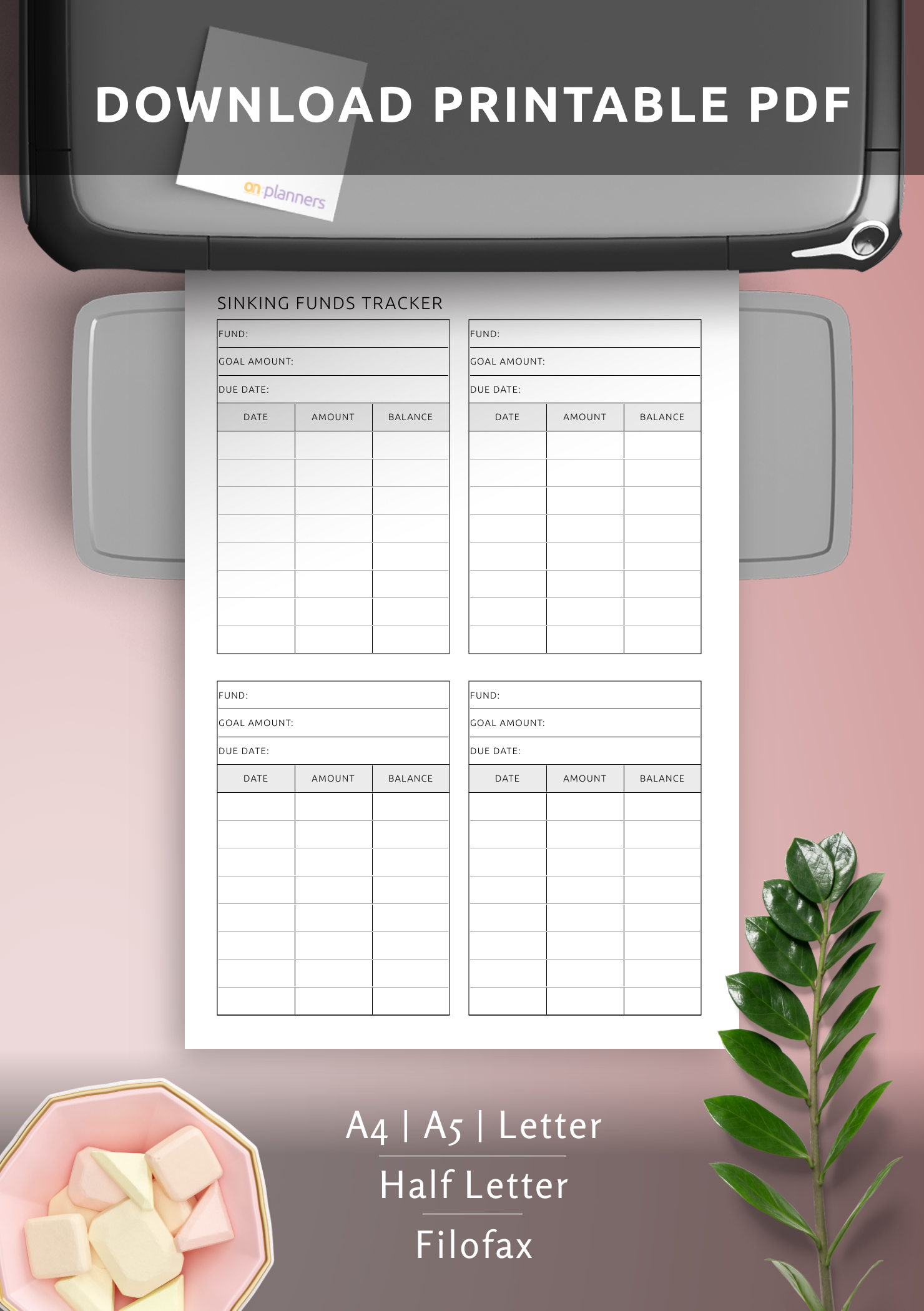 Download Printable Blank Sinking Funds Tracker Template Pdf with Sinking Fund Tracker Printable Free