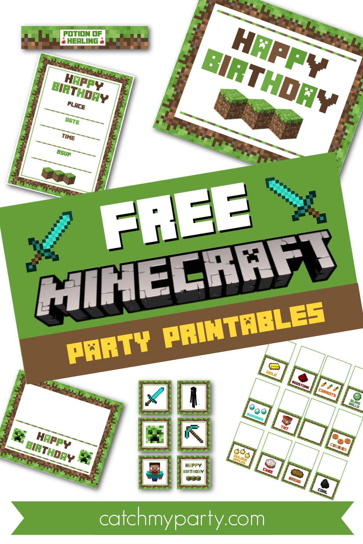 Download These Awesome Free Minecraft Party Printables! | Catch My in Minecraft Free Printables Party