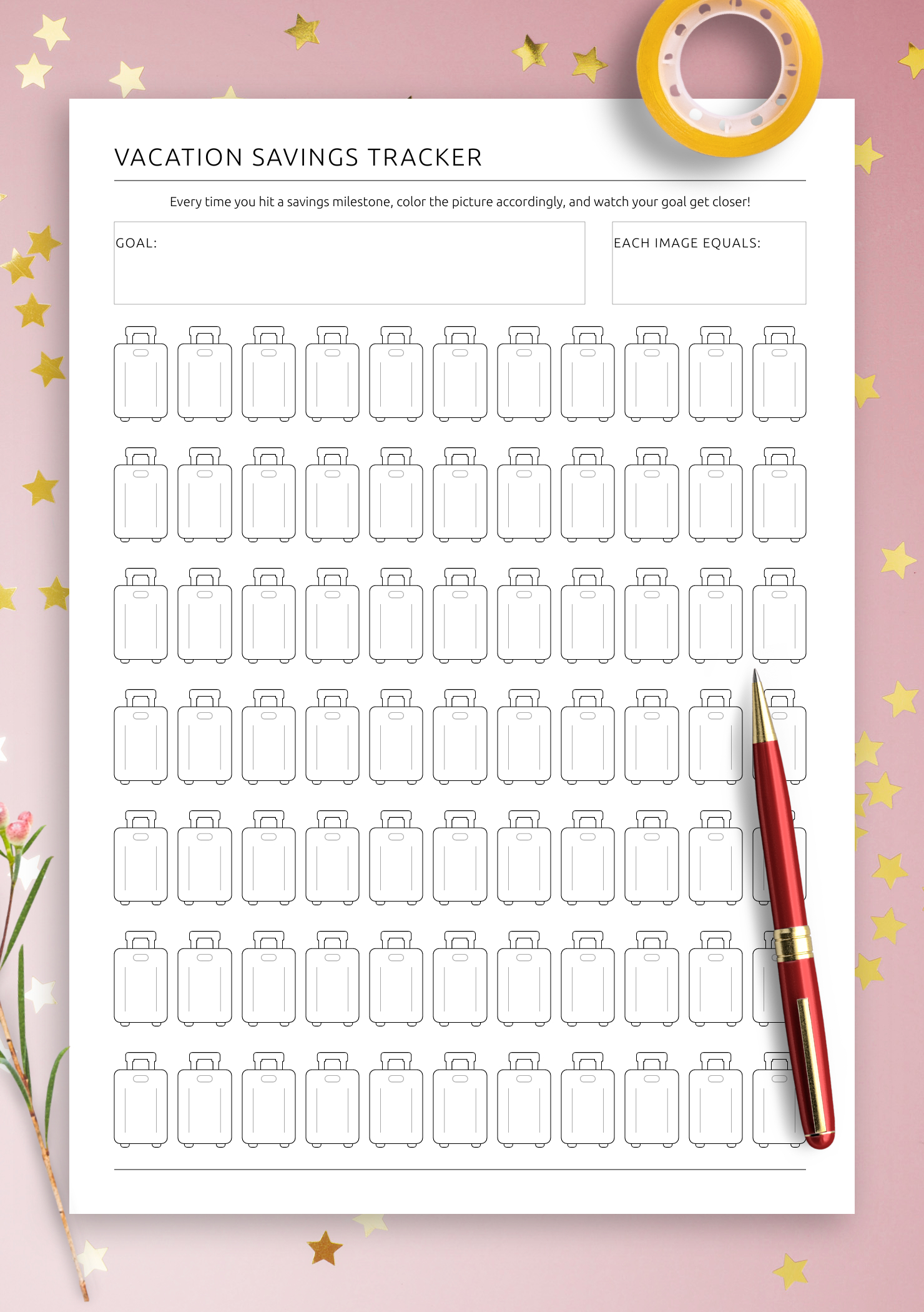 Download Vacation Savings Tracker Pdf: Printable Or Digital for Free Printable Vacation Savings Tracker