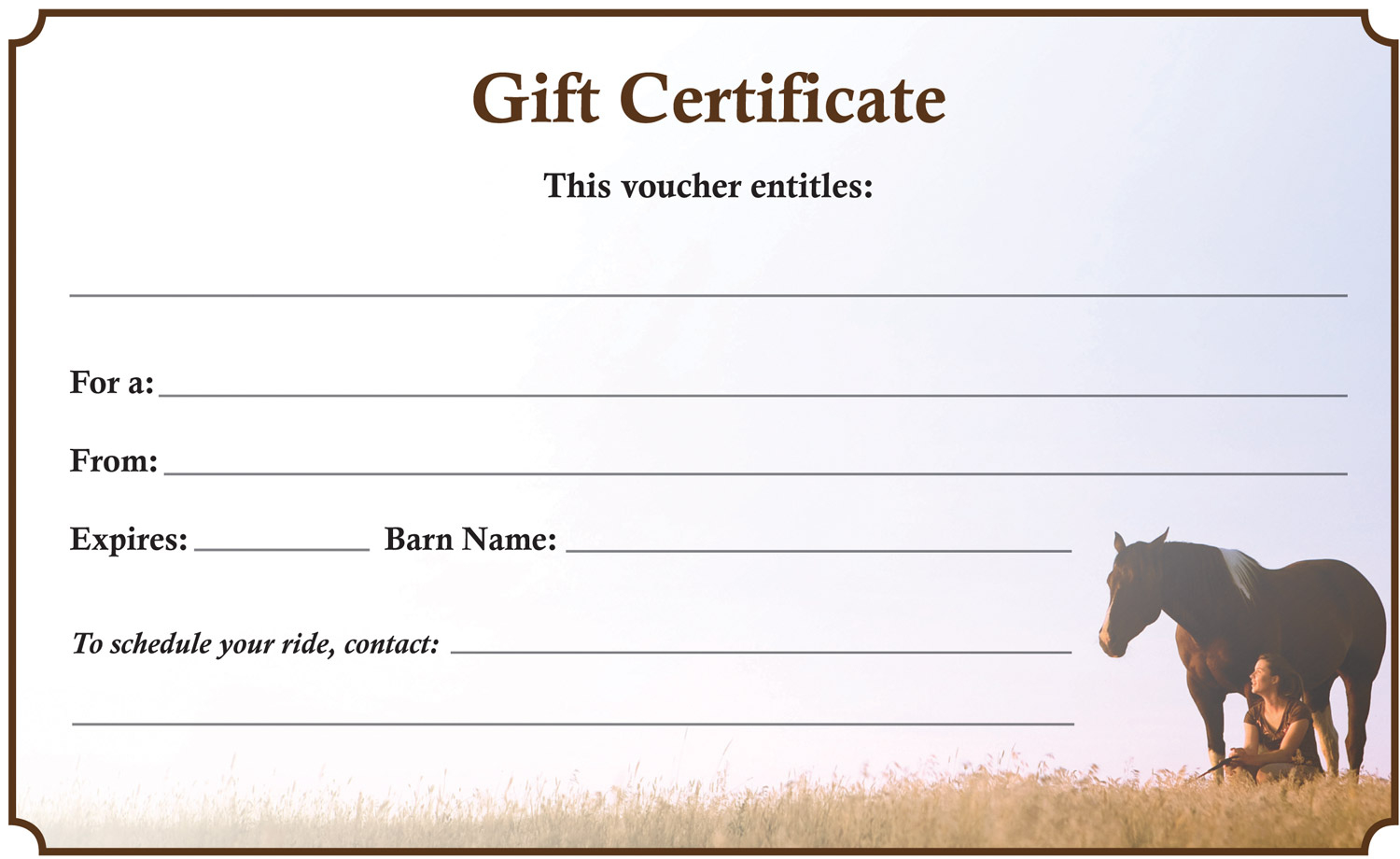 Downloadable Gift Certificate pertaining to Free Printable Horse Riding Certificates