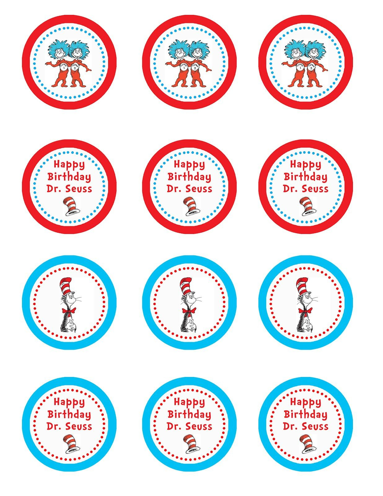 Dr Seuss Birthday Party: Discover 60 Twins 2Nd Birthday Party inside Dr Seuss Printable Cupcake Toppers