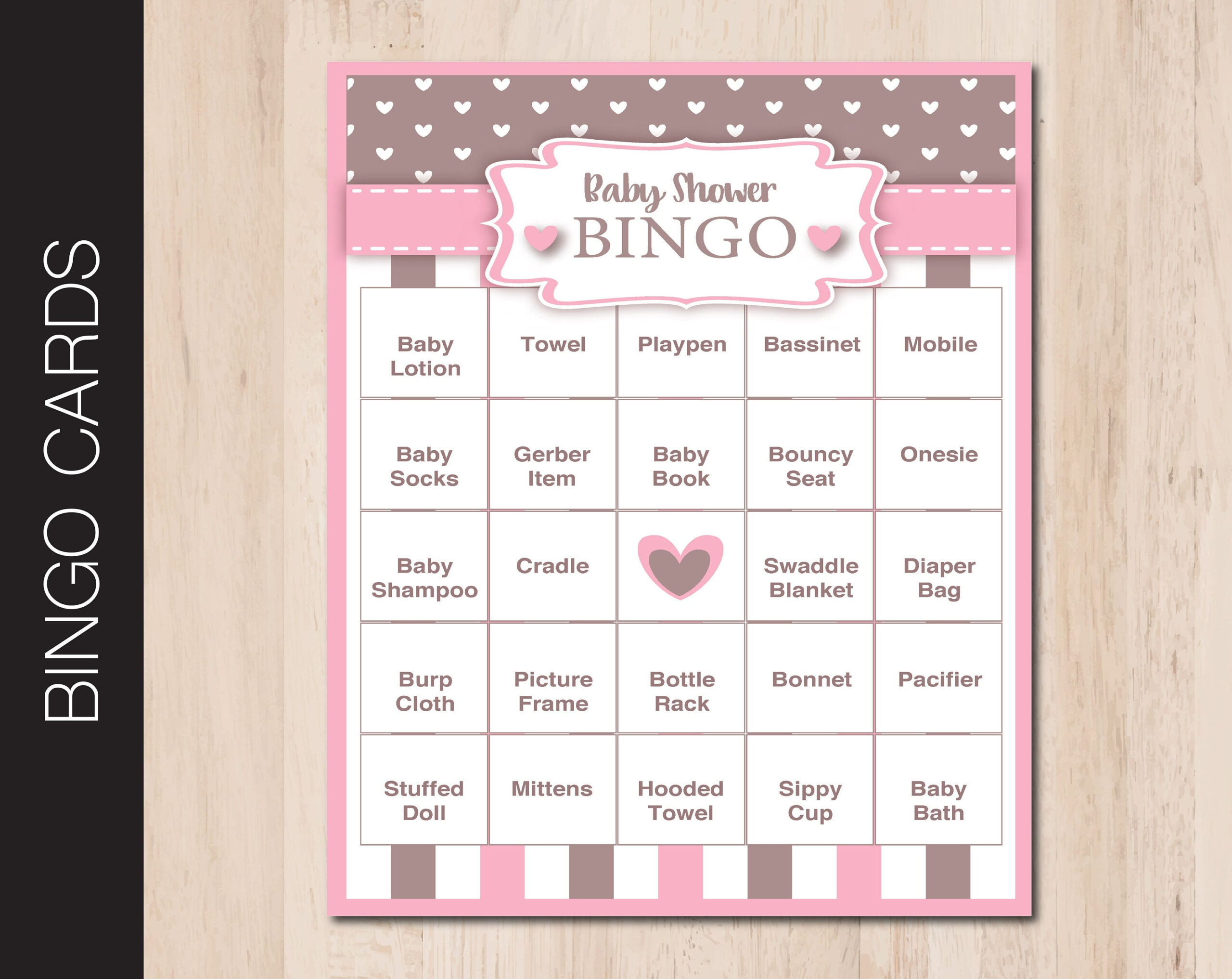 Druckbare Baby Shower Bingo-Spiel. Rosa Und Braunes Baby. 40 with regard to Baby Gift Bingo Cards