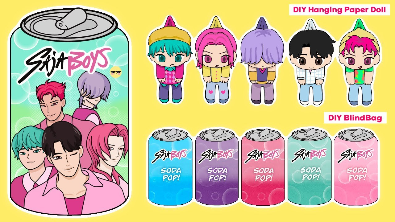 ✨Paper Diy✨Saja Boys Blindbag & Paper Doll Tutorial (Free Printable) pertaining to Fun Blind Bag Paper Doll Printable Free