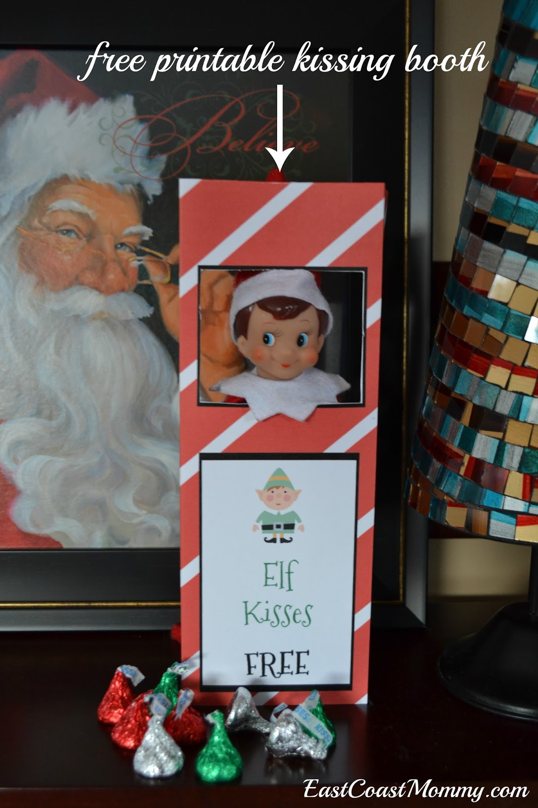 East Coast Mommy: Elf On The Shelf Kissing Booth (Free Printable) throughout Free Printable Kissing Booth For Elf On The Shelf