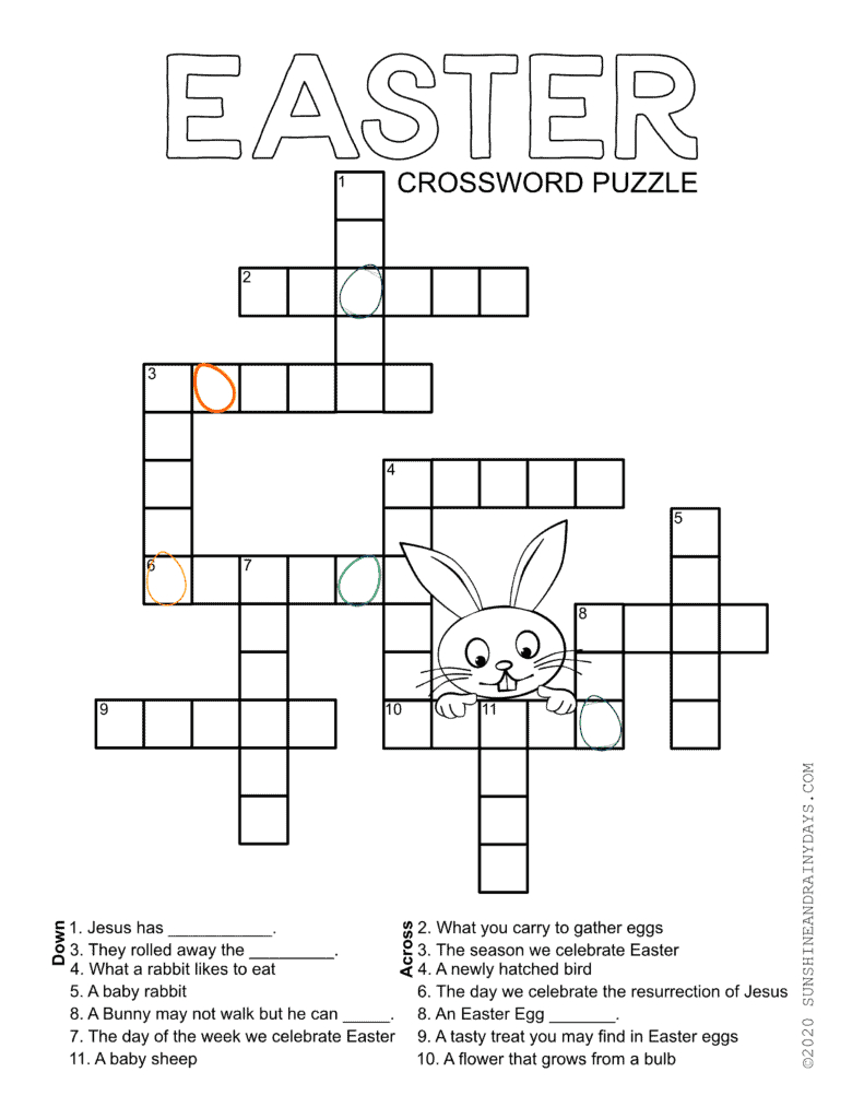 Easter Crossword Puzzle - Sunshine And Rainy Days in Free Easter Crossword Puzzles Printable