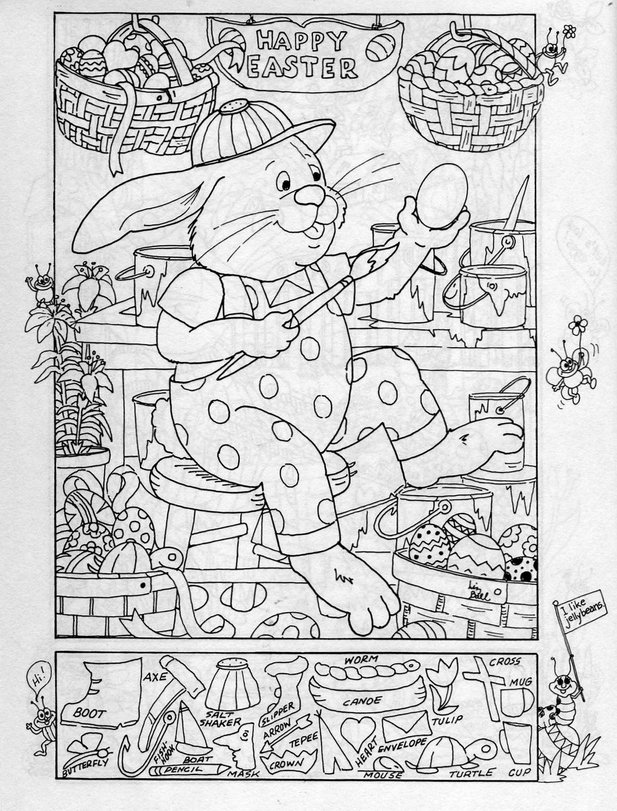 Easter Hidden Picture Puzzle/Coloring Page - Worksheets Library inside Printable Easter Hidden Pictures
