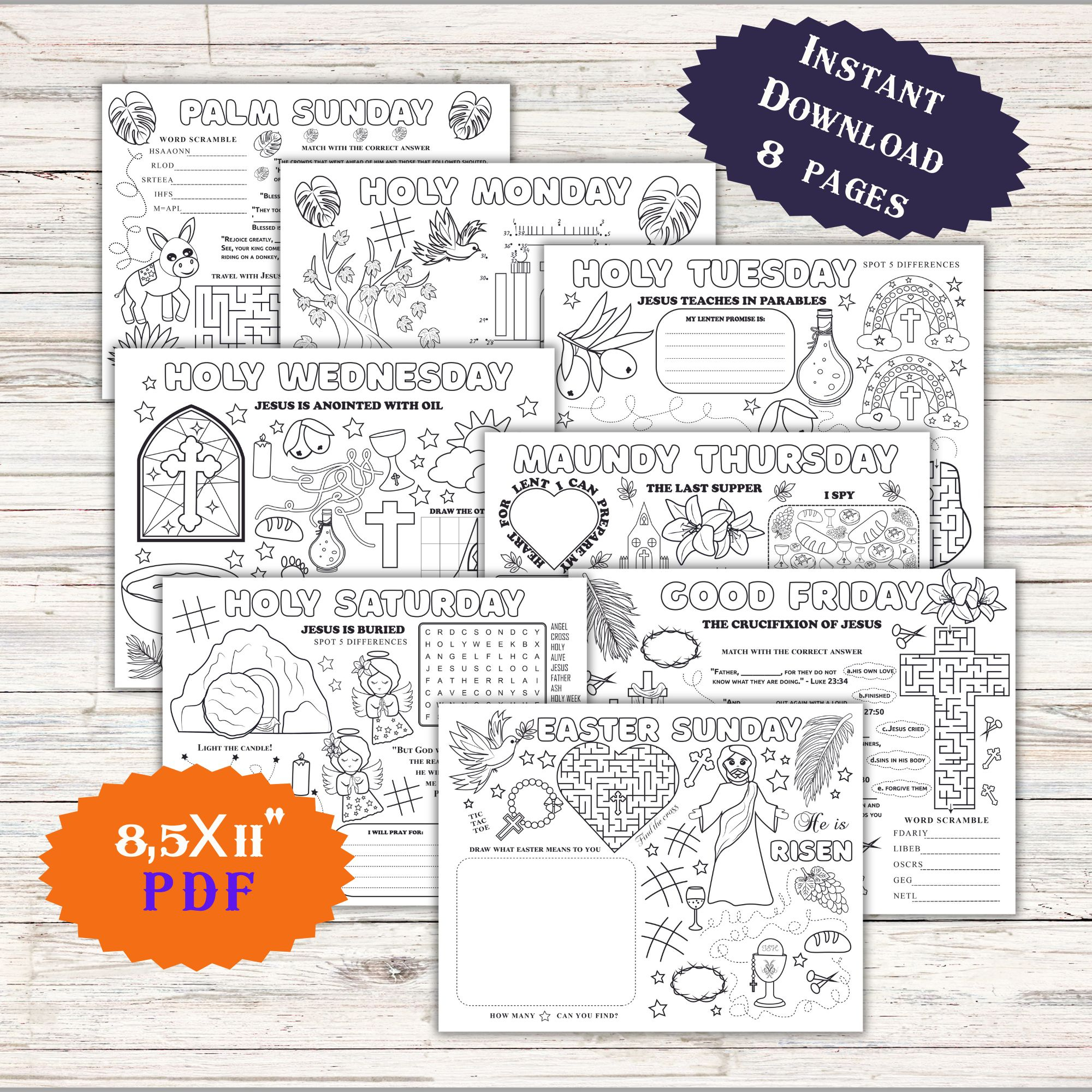 Easter Holy Week Story Bible Advent Study Art Craft Printable with Holy Week Free Printables