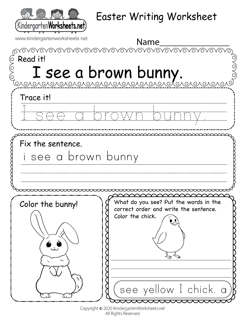 Easter Writing Worksheet - Free Printable, Digital, &amp;amp; Pdf regarding Writing Kindergarten Worksheets Printable