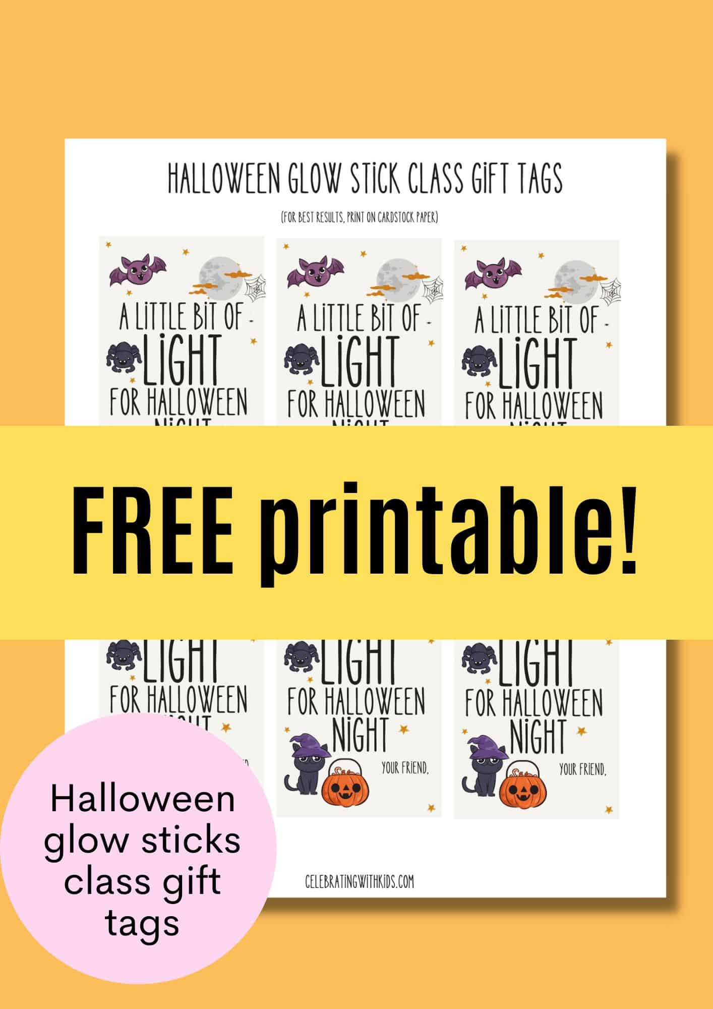 Easy And Affordable Glow Stick Halloween Class Gift Idea inside Free Halloween Glow Stick Printable