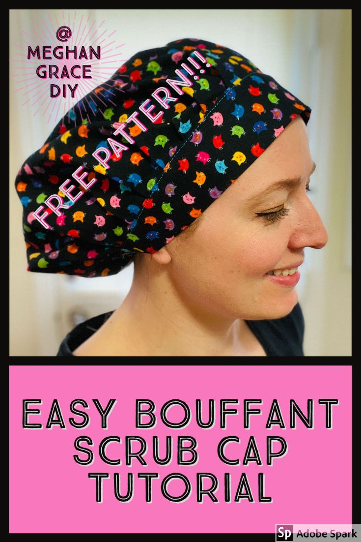 Easy Bouffant Scrub Cap Tutorial With Free Pattern in Printable Bouffant Scrub Hat Pattern Free