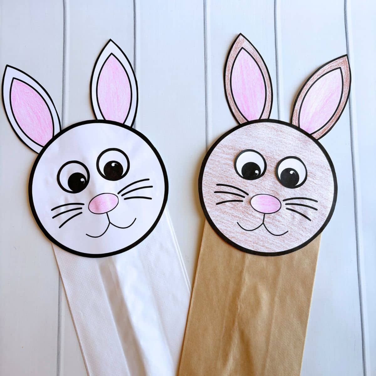 Easy Bunny Paper Bag Puppet Craft (Free Printable!) - Simply Full regarding Printable Paper Bag Bunny Template