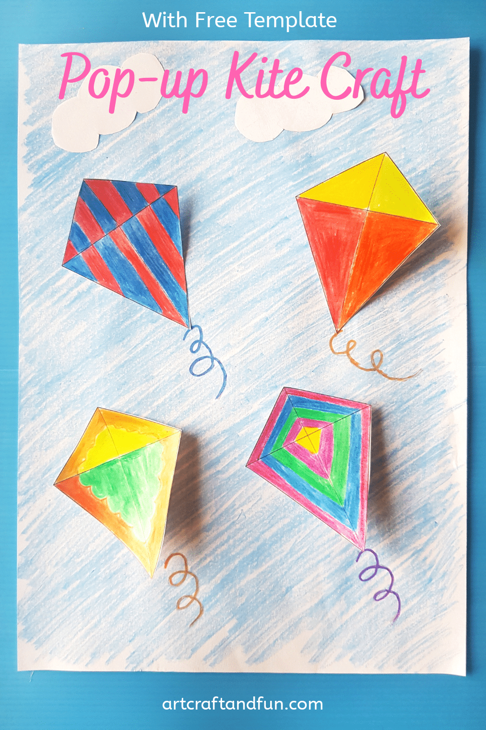 Easy Pop Up Kite Craft - throughout Free Printable Kite Template