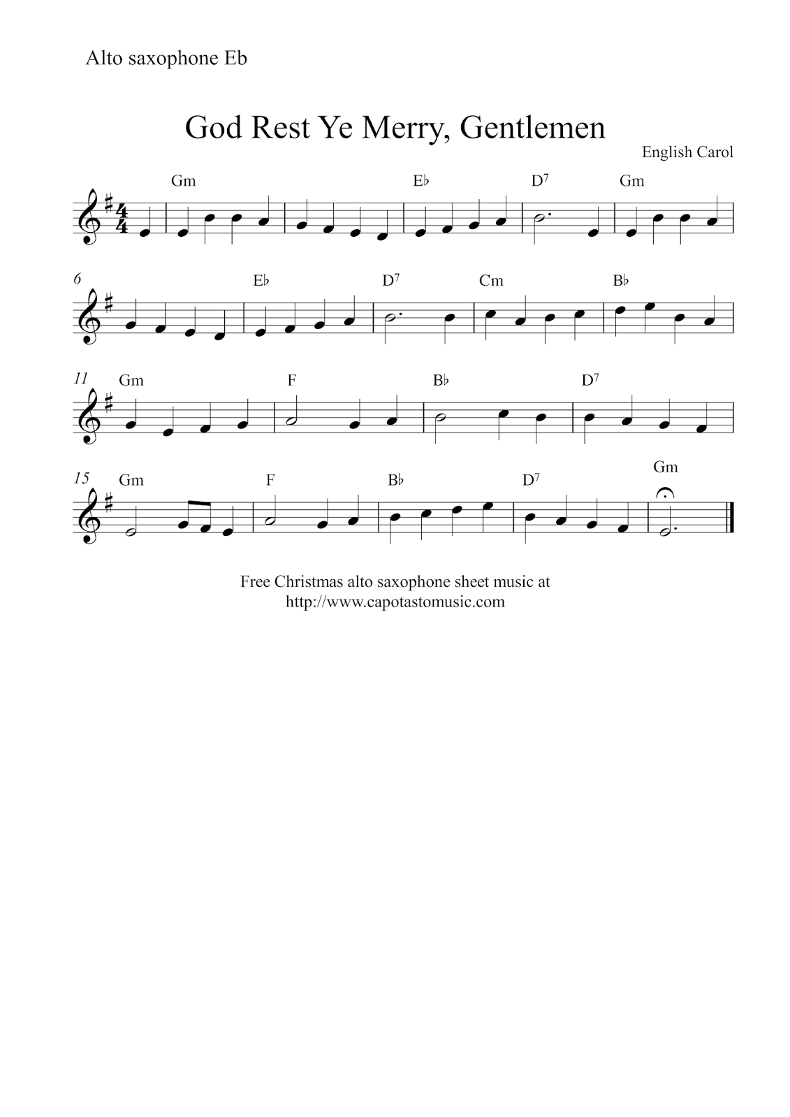 Easy Sheet Music For Beginners: Free Easy Alto Saxophone Sheet with regard to Alto Sax Sheet Music Free Printable