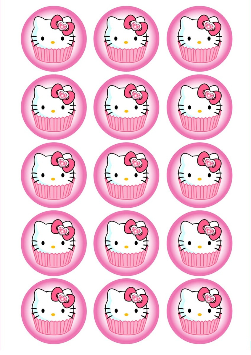 Edible Cupcake / Cookie Toppers Hello Kitty Pre Cut Icing Sheet with regard to Printable Hello Kitty Cupcake Toppers