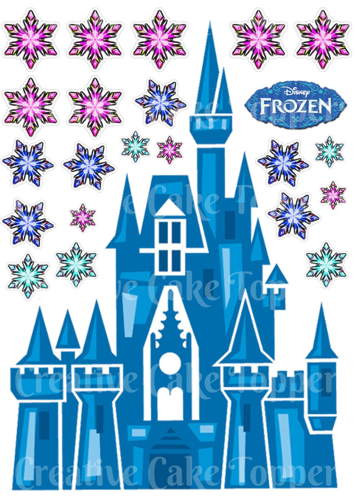 Edible Disney Frozen Castle Princess Snowflake Stand Ups Birthday regarding Printable Frozen Castle Template