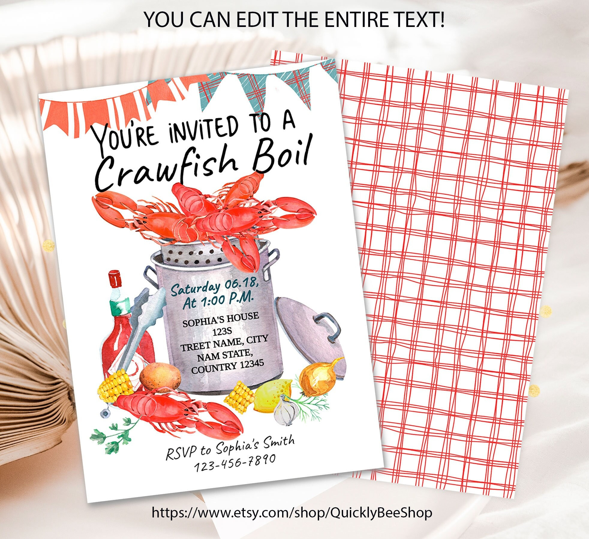 Editable Crawfish Boil Invite, Seafood Boil, Low Country Boil intended for Free Printable Crawfish Boil Invitations