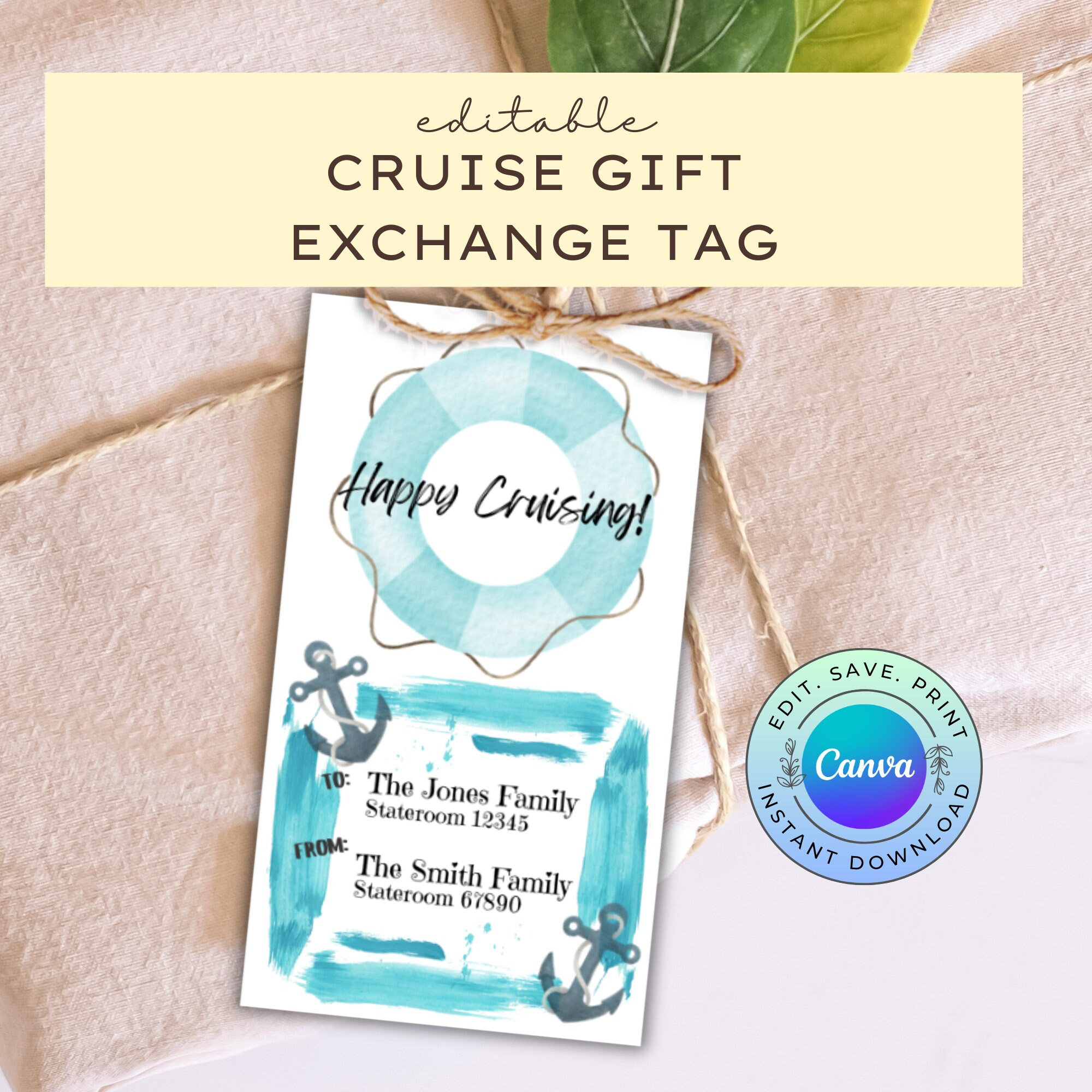 Editable Cruise Gift Exchange Tags, Printable Cruise Fish Extend for Cruise Gift Exchange Tags Free Printable