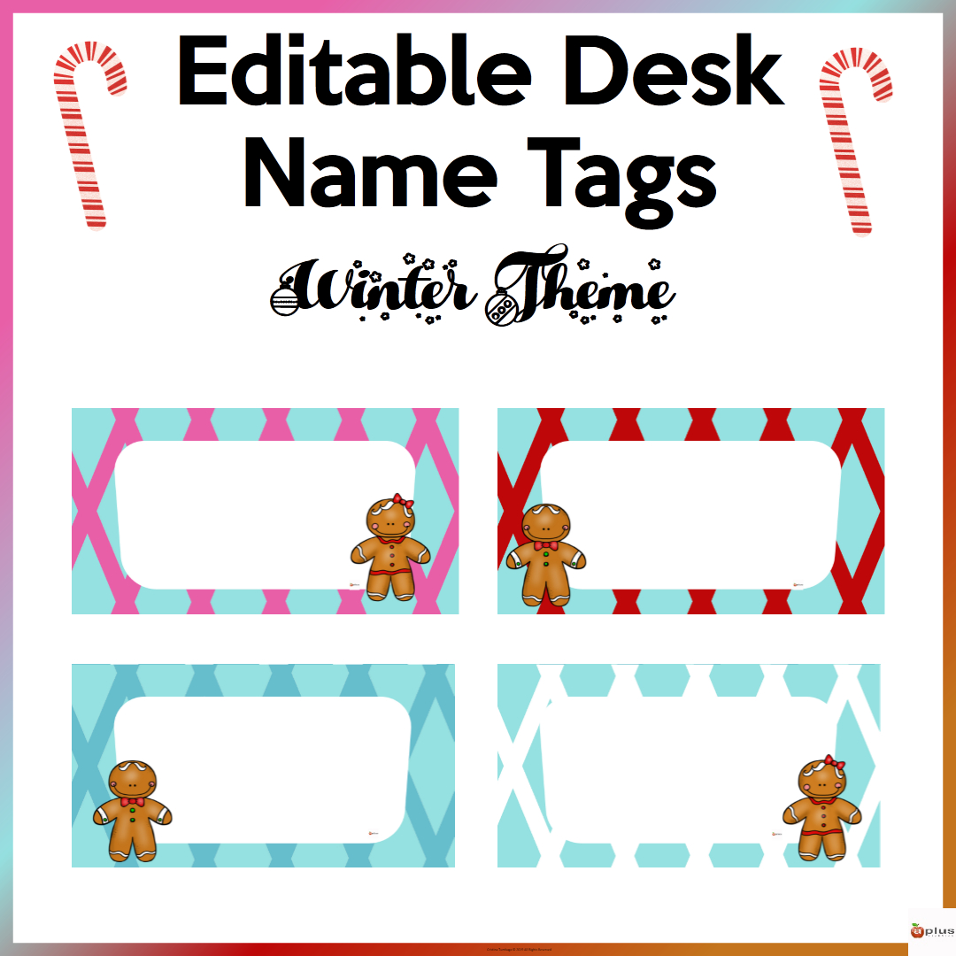 Editable Desk Name Tags Winter Theme | Madeteachers for Free Printable Winter Name Tags