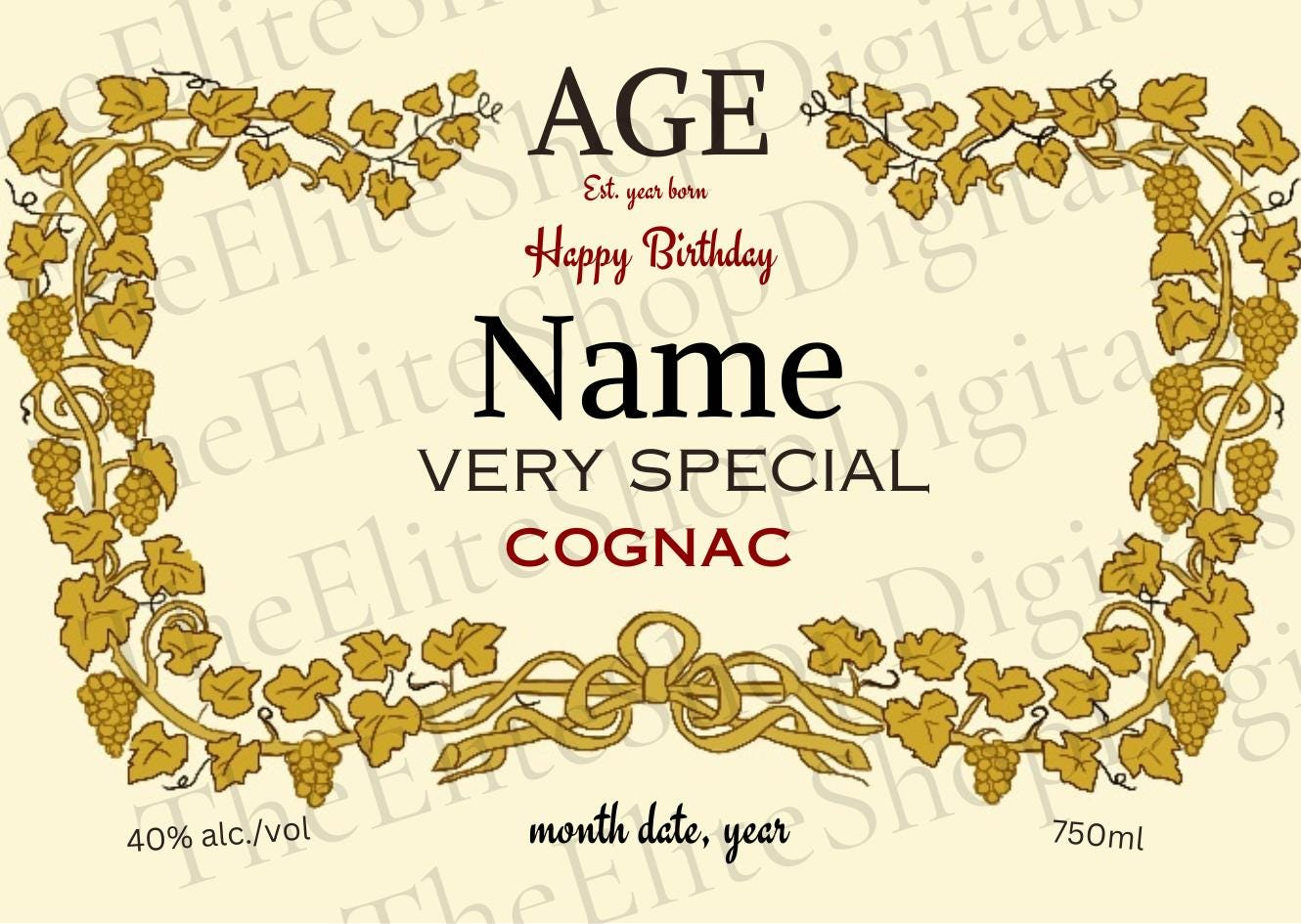 Editable Hennessy 750Ml Label, Editable Hennessy Template, Bottle inside Printable Hennessy Label Png