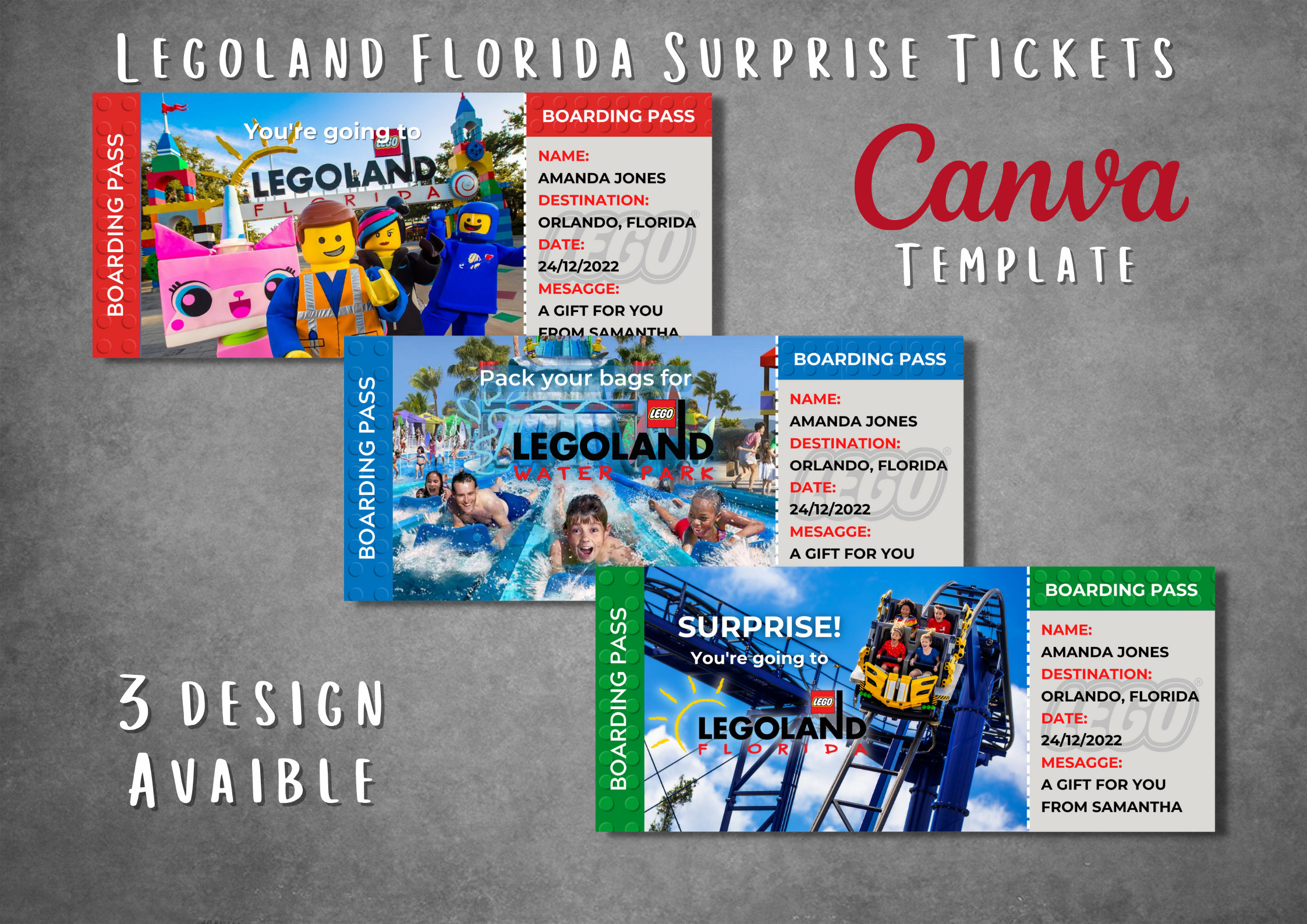 Editable Legoland Florida Surprise Ticket Template, Printable regarding Free Printable Legoland Ticket Template