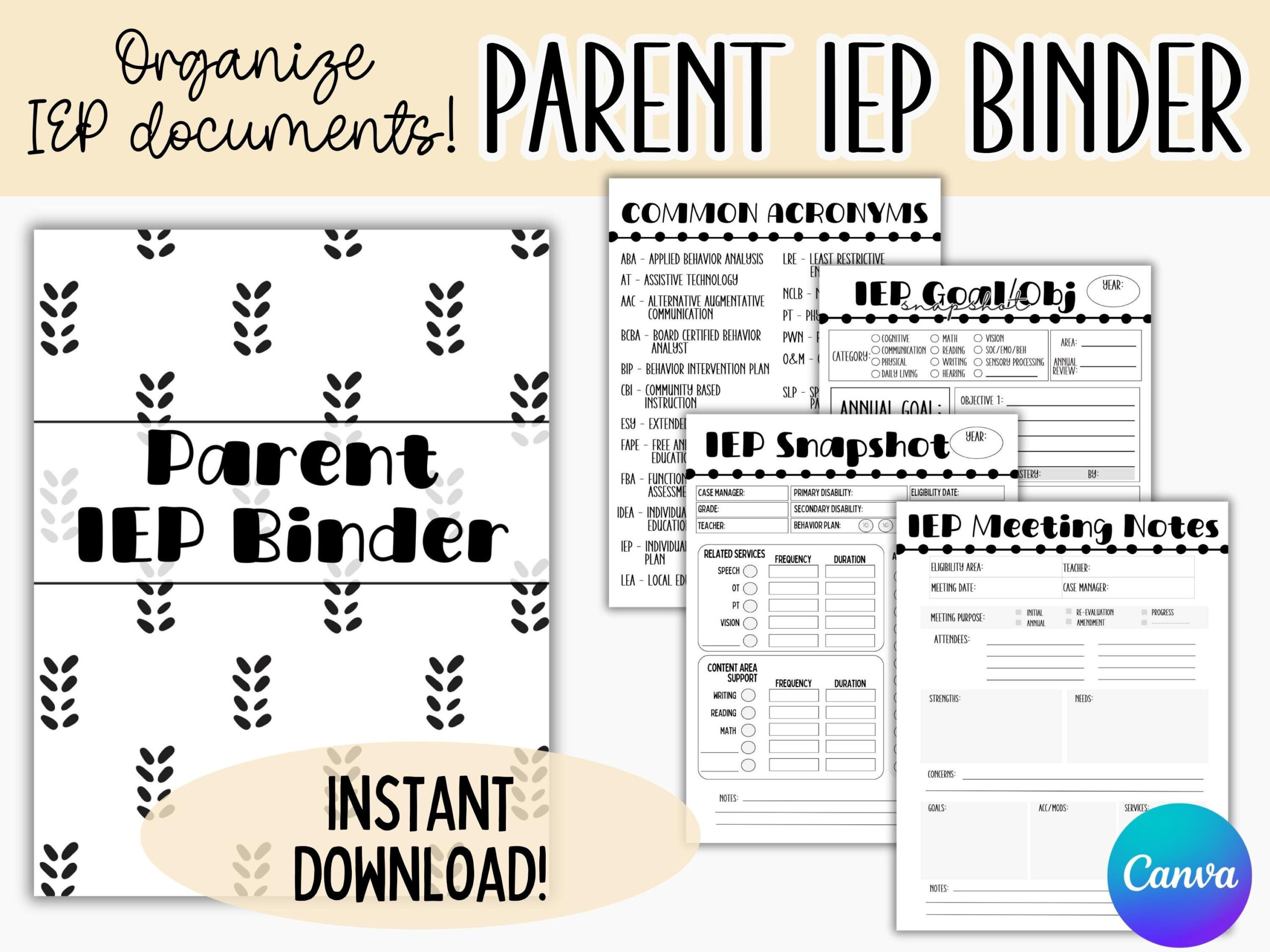 Editable Parent Iep Binder, Printable Iep Meeting Tracker inside Free Iep Binder Printables For Parents