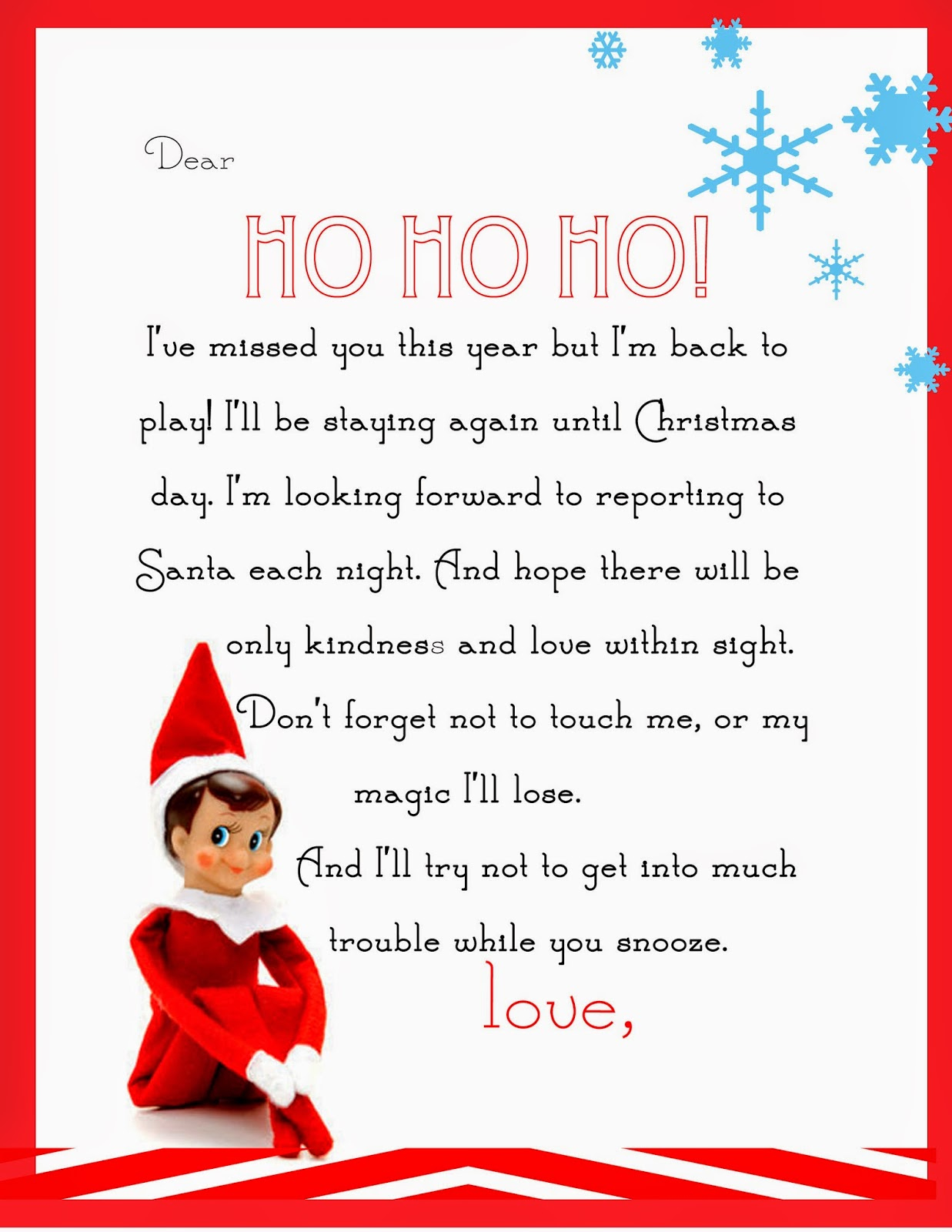 Elf On The Shelf Letter {Free Printable} regarding Free Printable Elf Letter Template
