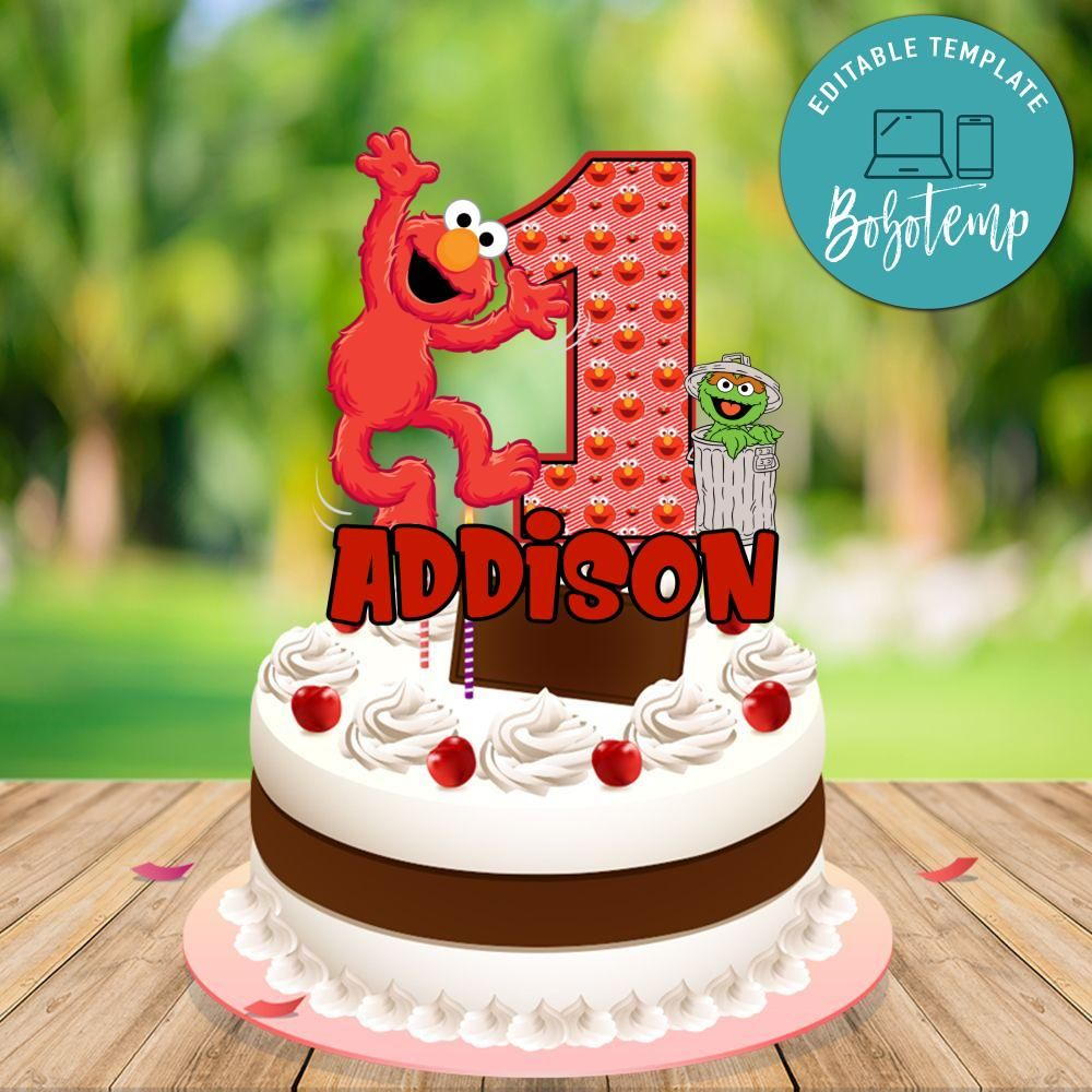 Elmo Sesame Street Birthday Cake Topper Template Printable Diy within Printable Elmo Cake Topper