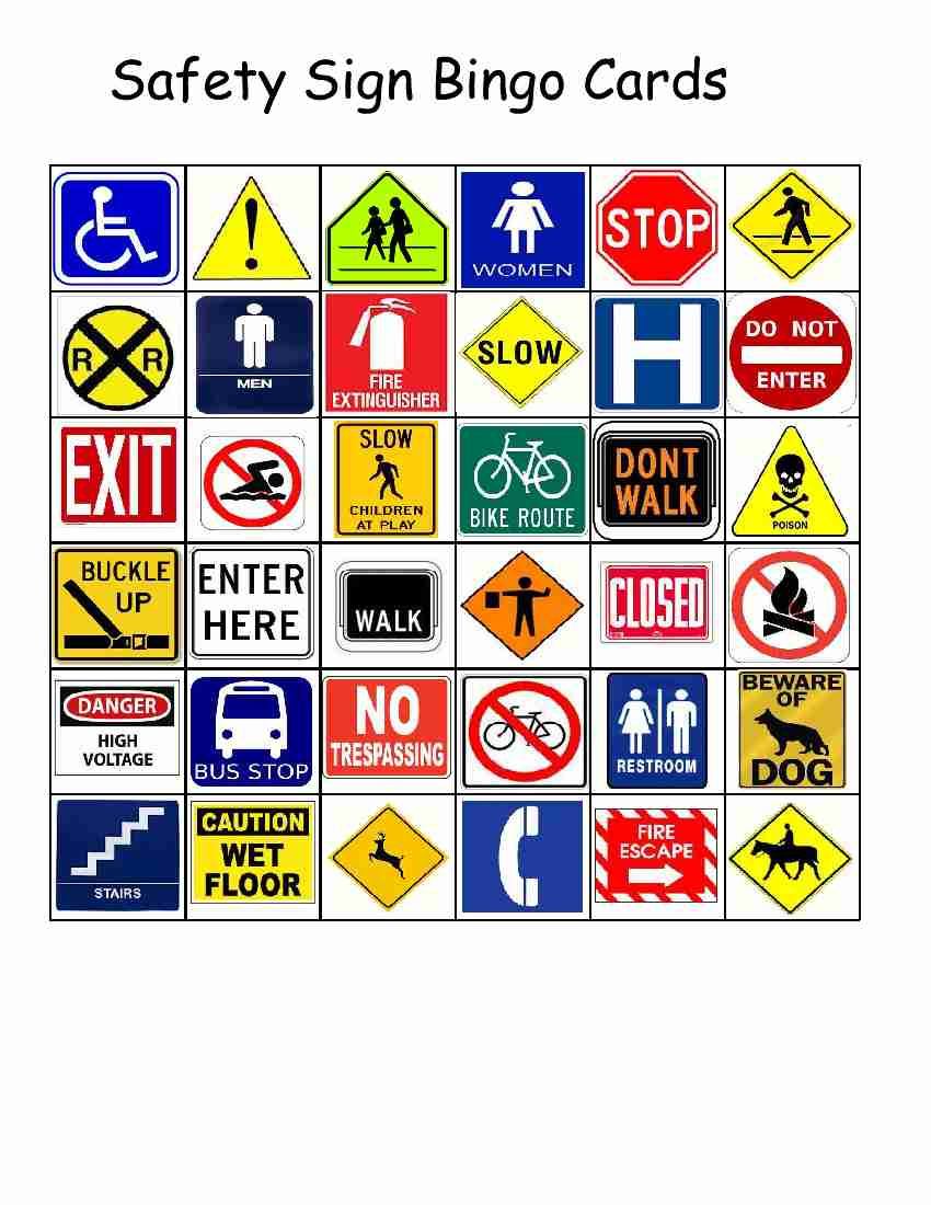 Empoweredthem: Safety Sign Bingo - Worksheets Library inside Free Printable Safety Bingo Cards