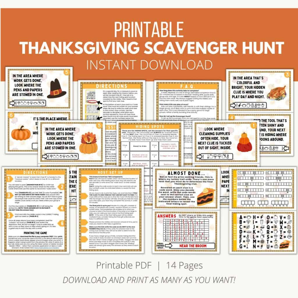Exciting Thanksgiving Scavenger Hunt For Kids – Printable Fun! inside Printable Thanksgiving Scavenger Hunt Ideas
