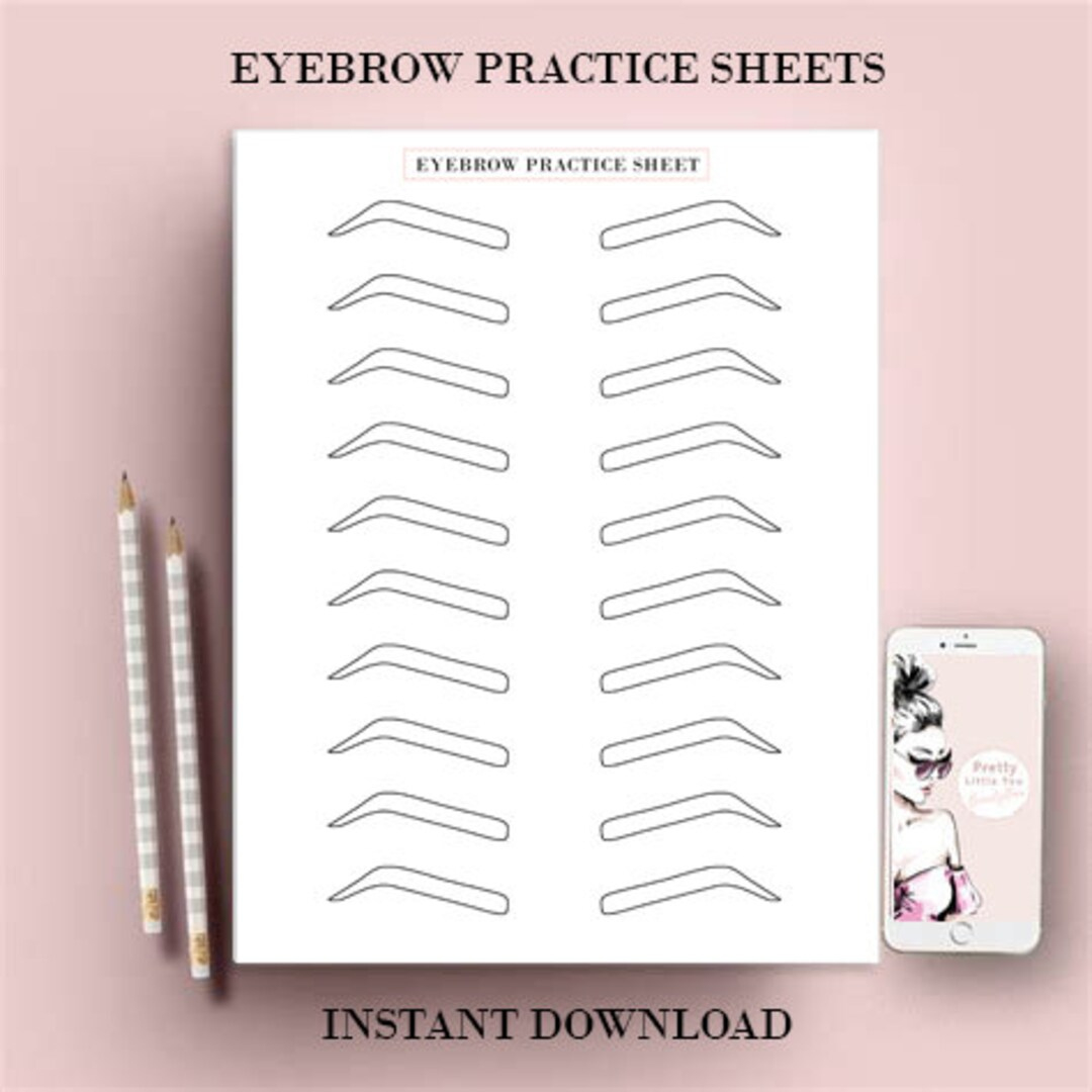Eyebrow Practice Sheets, Eyebrow Shaping Practice, Microblading in Printable Microblading Practice Sheets