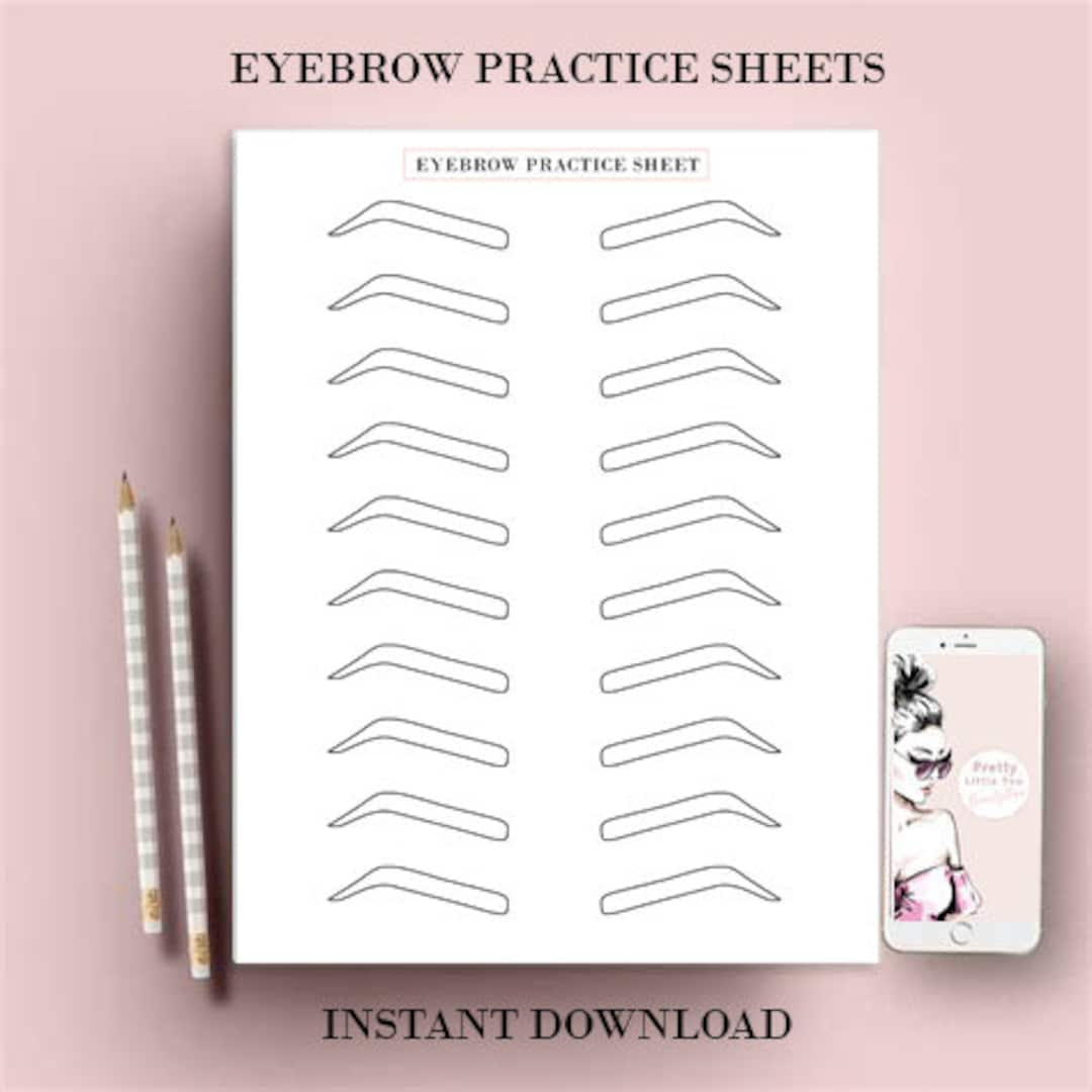 Eyebrow Practice Sheets, Eyebrow Shaping Practice, Microblading within Printable Eyebrow Practice Sheets